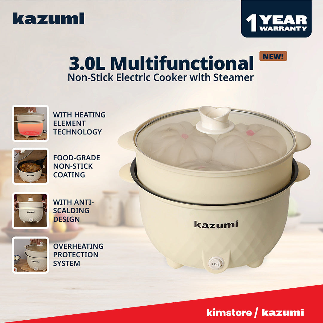 Kazumi KZ-311 3.0L Multifunctional Non-Stick Electric Cooker with Steamer