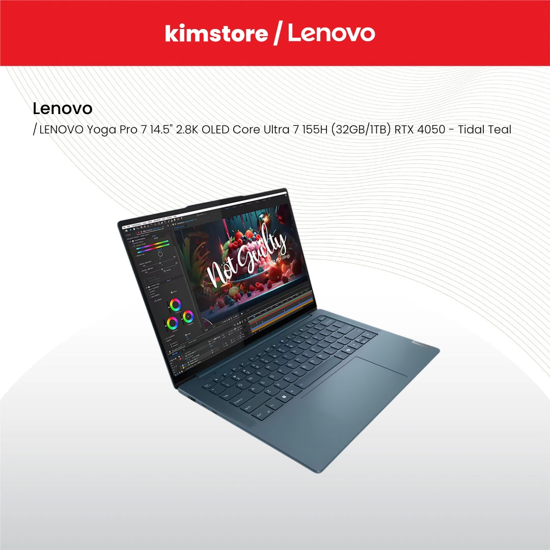 LENOVO Yoga Pro 7 14.5" 2.8k OLED Core Ultra 7 155H (32GB/1TB) RTX 4050 - Tidal Teal