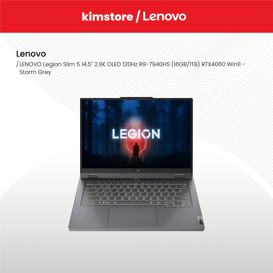 LENOVO Legion Slim 5 14.5" 2.8K OLED 120Hz R9-7940HS (16GB/1TB) RTX4060 Win11- Storm Grey