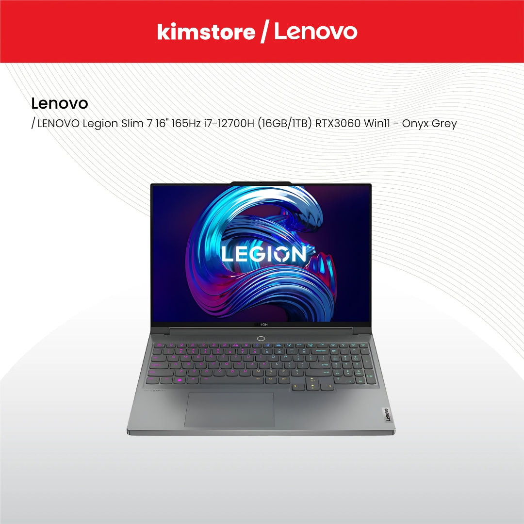 LENOVO Legion Slim 7 16" QHD 165Hz i7-12700H (16GB/1TB) RTX3060 Win11 - Onyx Grey