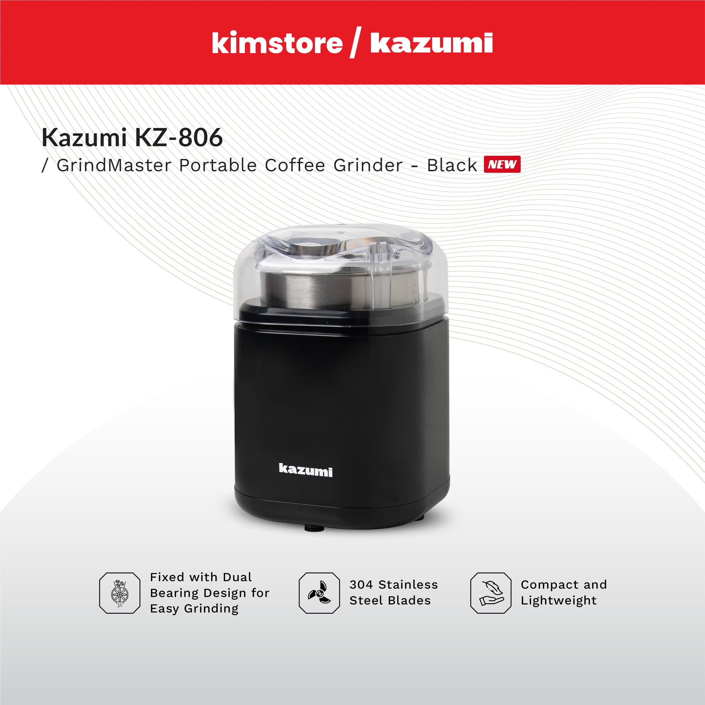 Kazumi KZ-806 GrindMaster Portable Coffee Grinder