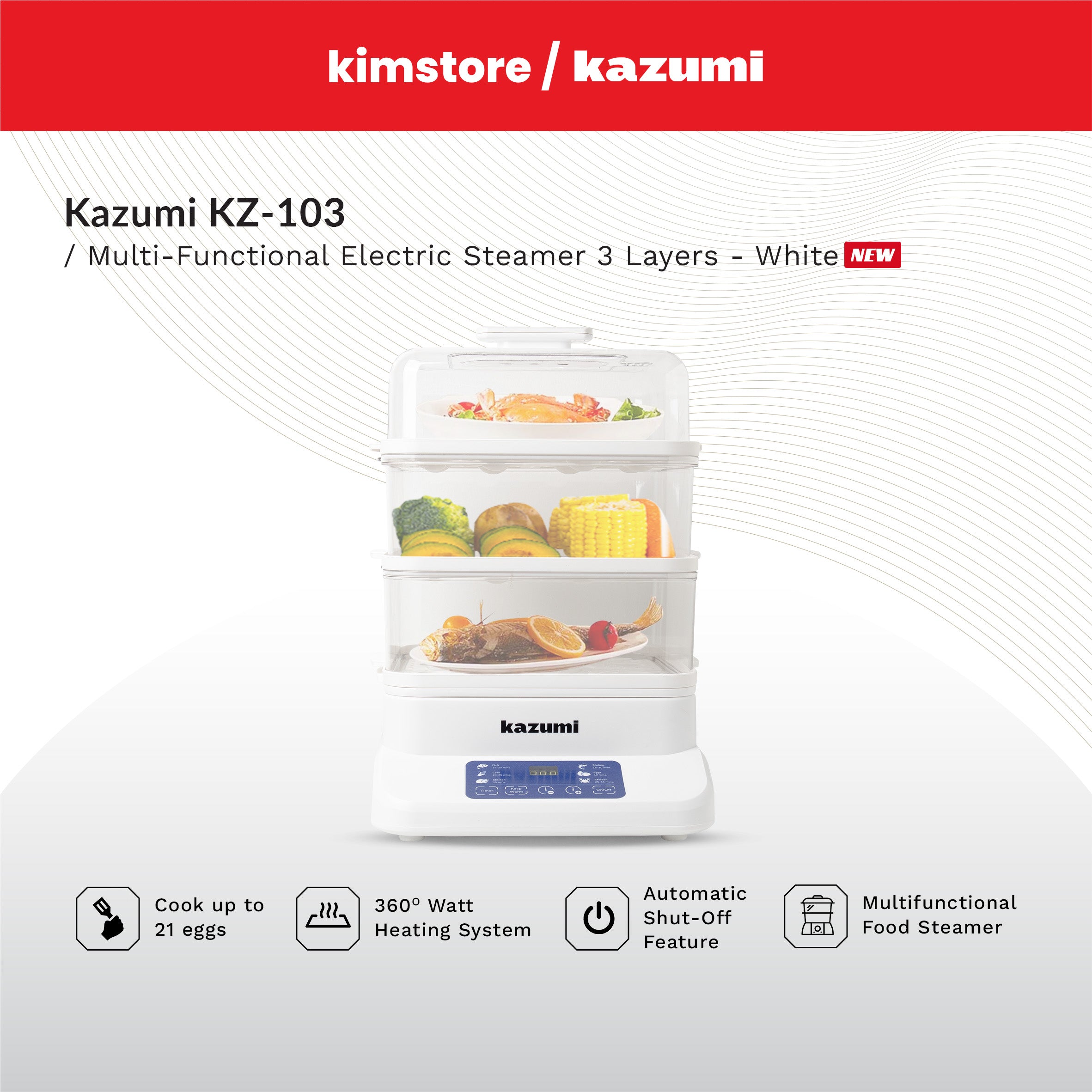 Kazumi KZ-103 Multi-Functional Electric Steamer 3 Layers 800W