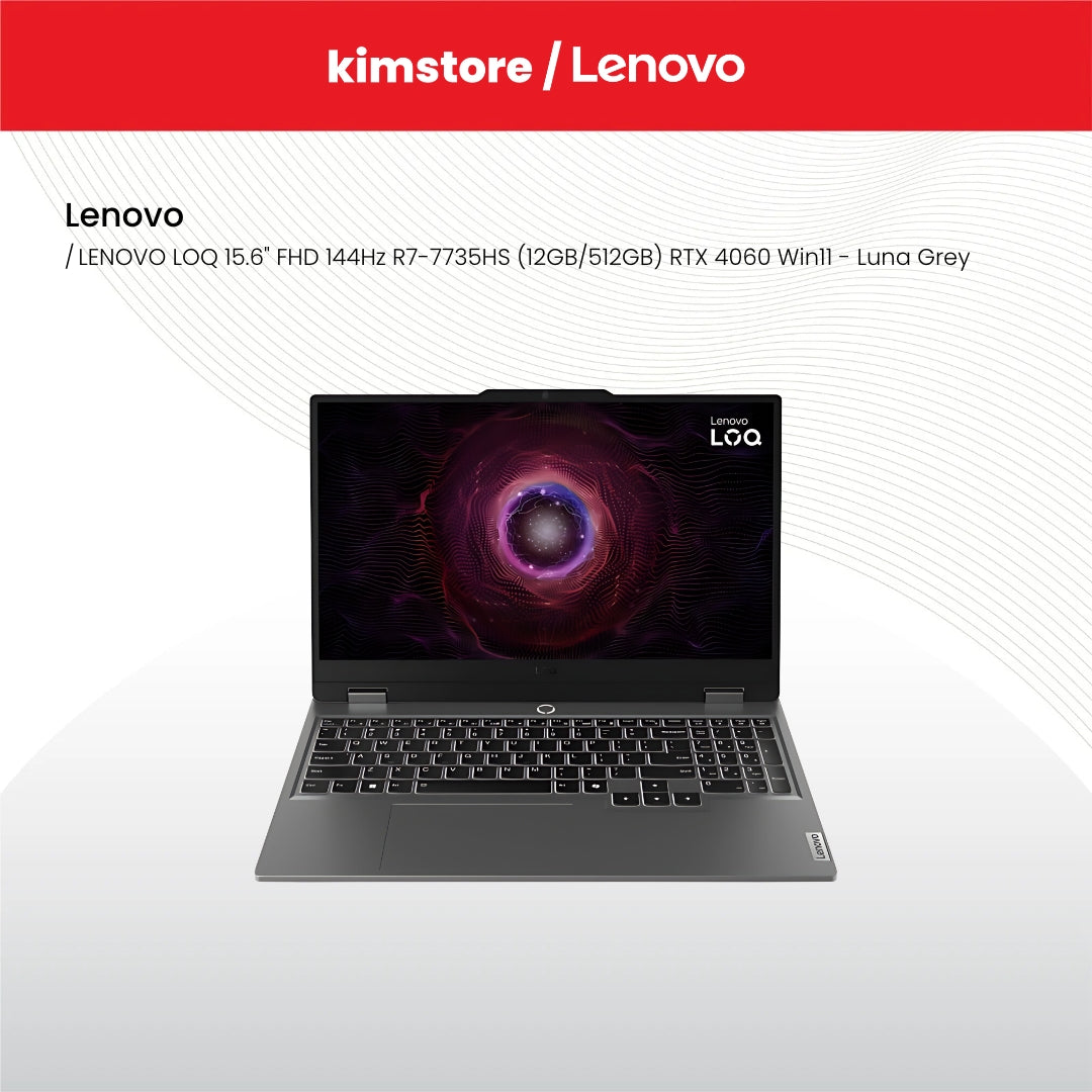 LENOVO LOQ 15.6" FHD 144Hz R7-7435HS (12GB/512GB) RTX 4050/4060 Win11 - Luna Grey