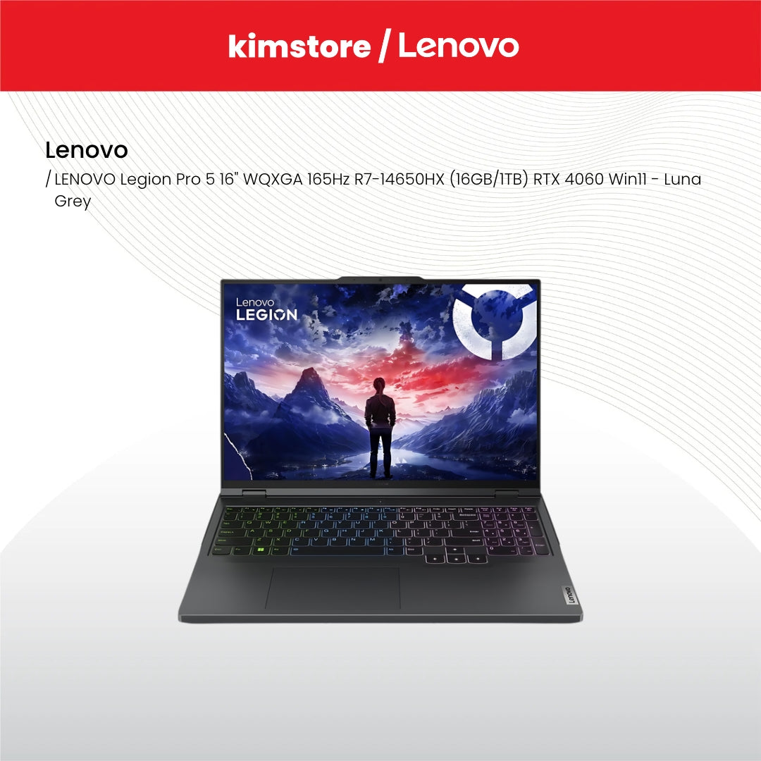 LENOVO Legion 5 16" WQXGA 165Hz I7-14650HX (16GB/1TB) RTX 4060 Win11 - Luna Grey