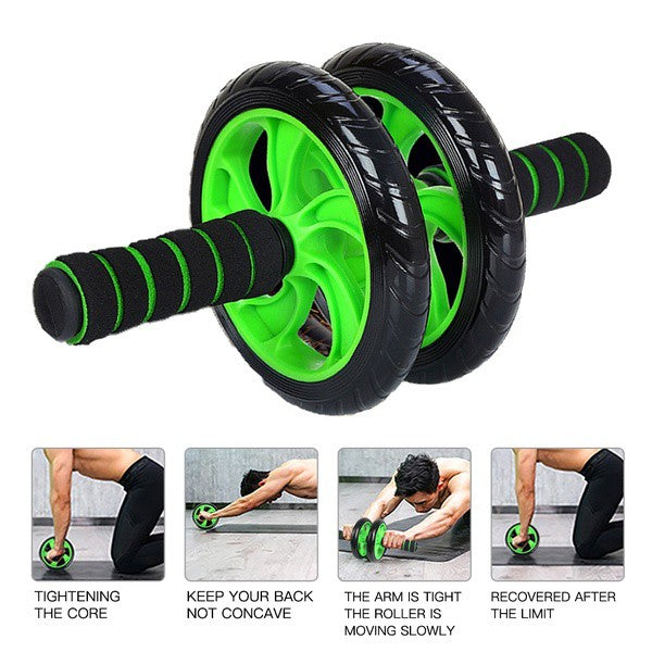 [OPEN BOX] [C] Flex Sports 2 Wheels Ab Roller Abdominal Muscle Abs Fitness Dual Wheel - Green