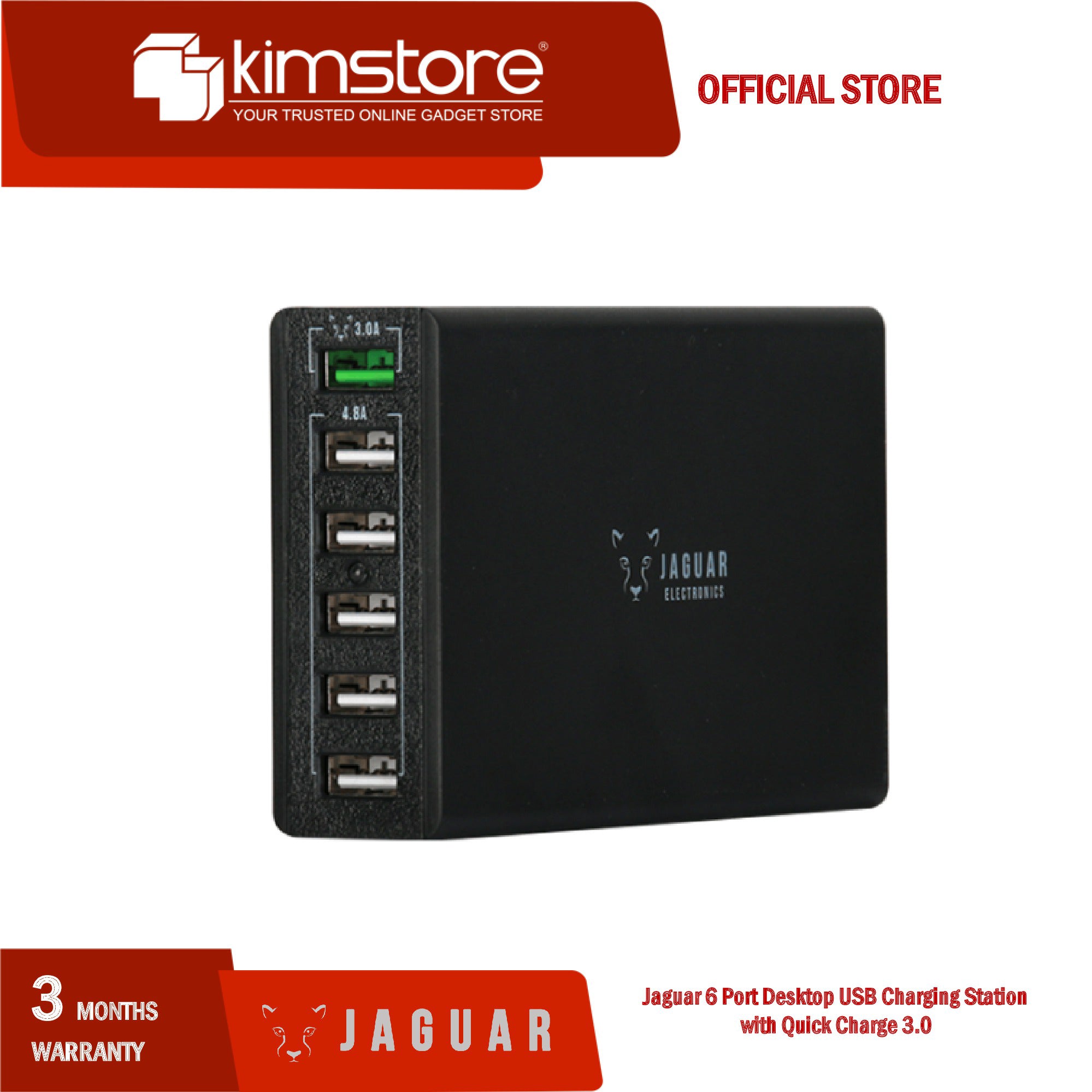 Jaguar Electronics 6 Port Desktop USB Charging Station with Quick Charge 3.0 - Kimstore