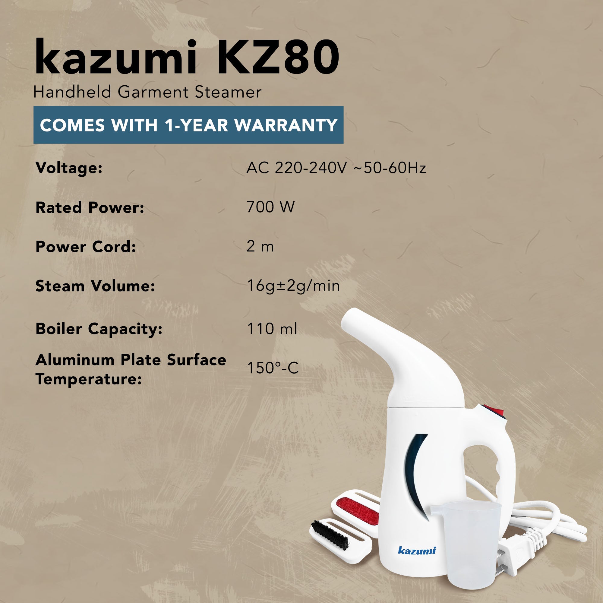 BUNDLE: KAZUMI KZ80 Handheld Garment Steamer - White + KZ25 2-in-1 Handheld & Stick Vacuum Cleaner