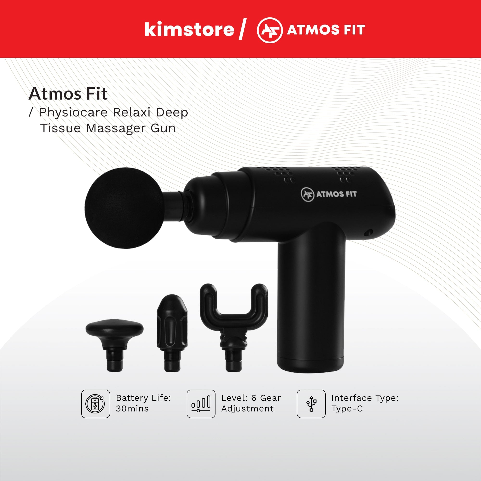 [OPEN BOX] [B] Atmos Fit Physiocare Relaxi Deep Tissue Massager Gun