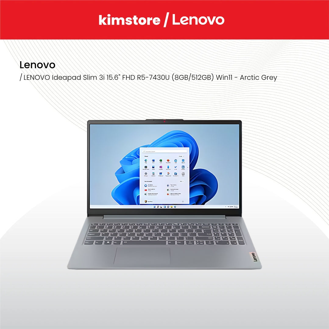 LENOVO Ideapad Slim 3 15.6" FHD R5-7430U (8GB/512GB) Win11 - Arctic Grey