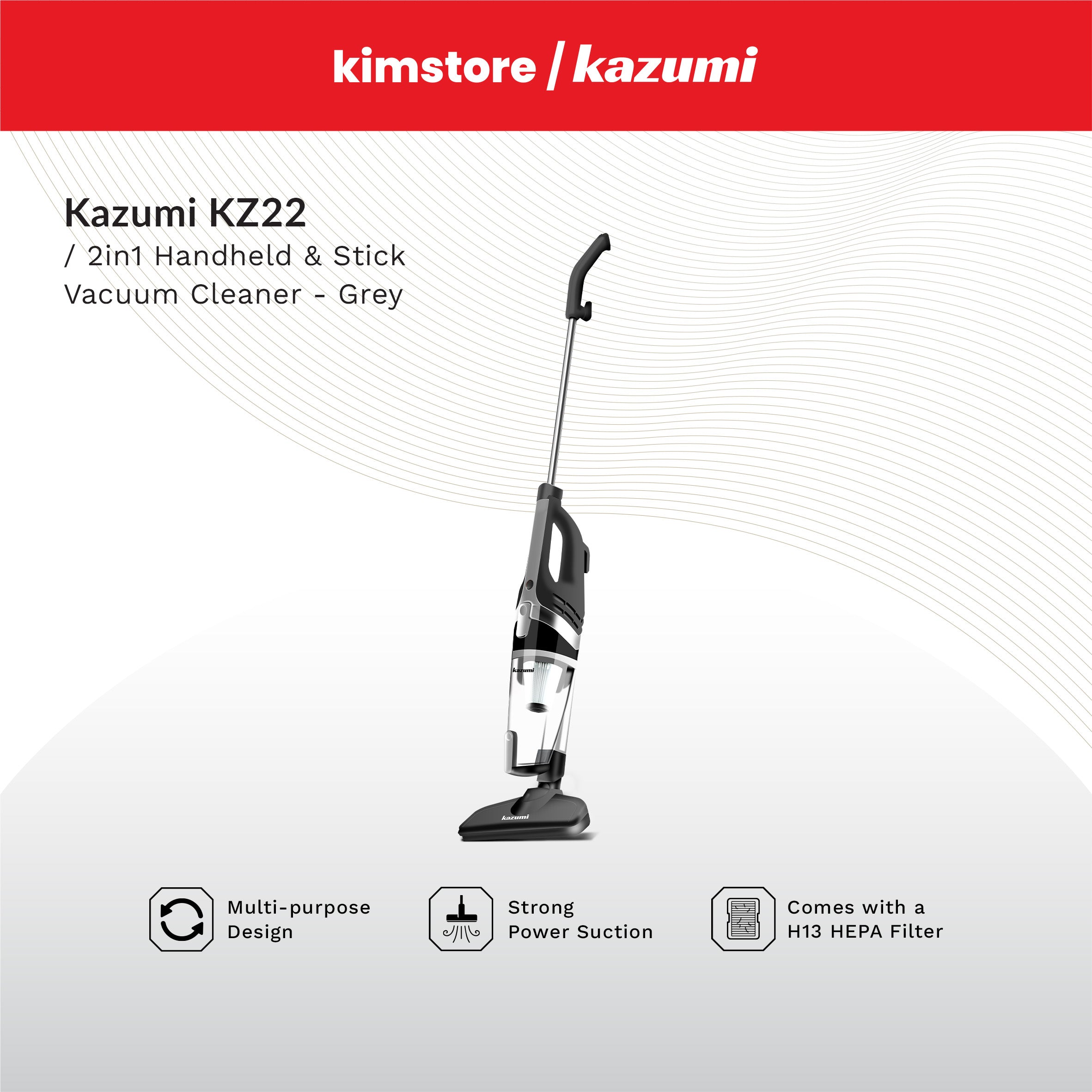 KAZUMI KZ22 2-in-1 Handheld & Stick Vacuum Cleaner