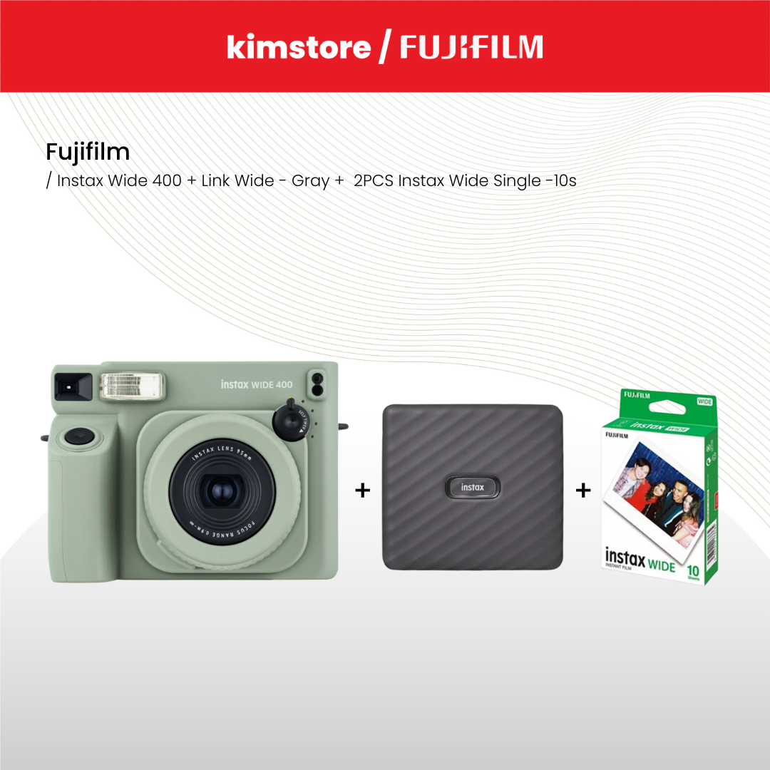 Bundle: Fujifilm Instax Wide 400 + Fujifilm Link Wide + [FREE] 2PCS Fujifilm Instax Wide Single -10s