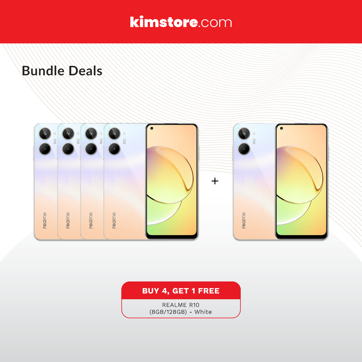 Buy 4, Get 1 FREE: realme R10 (8GB/128GB) - White