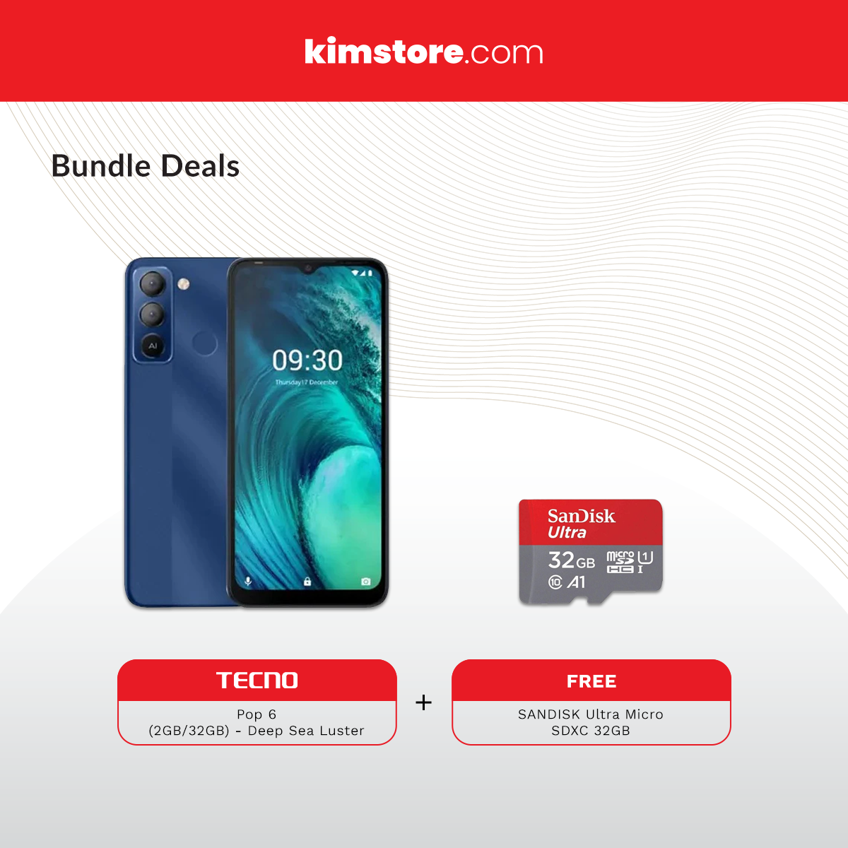 TECNO Pop 6 (2GB/32GB) - Deepsealuster w/ FREE MicroSD