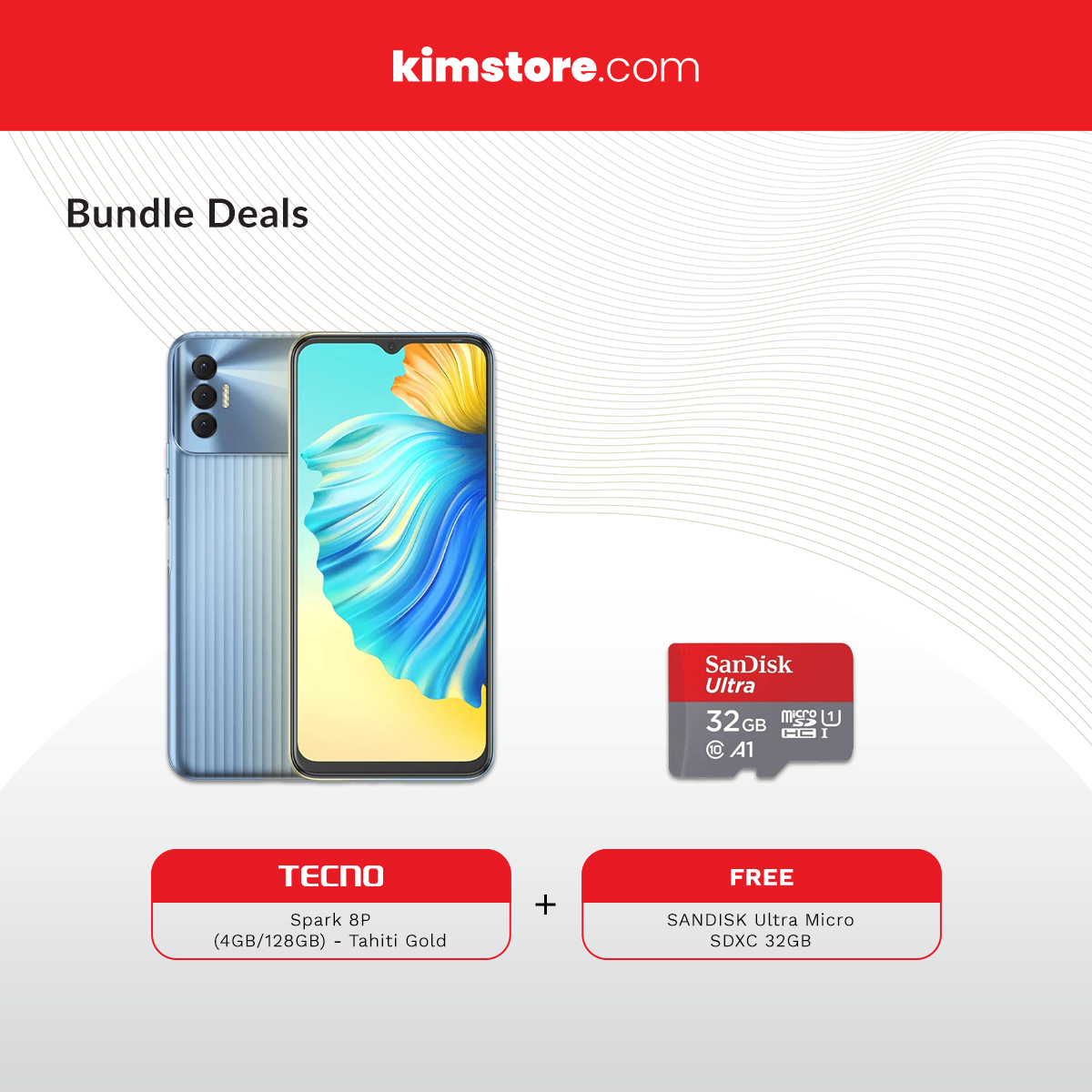 TECNO Spark 8P (4GB/128GB) - Tahiti Gold w/ FREE MicroSD