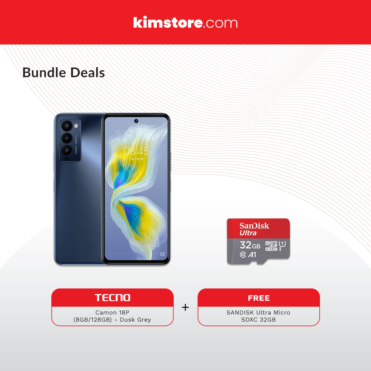 TECNO Camon 18P (8GB/128GB) - Dusk Grey w/ FREE MicroSD