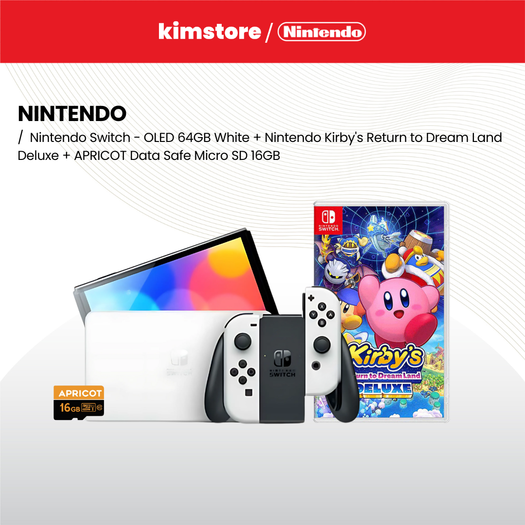 Bundle: Nintendo Switch - OLED 64GB + [FREE] Nintendo Kirby's Return to Dream Land Deluxe + Apricot Data Safe Micro SD 16GB