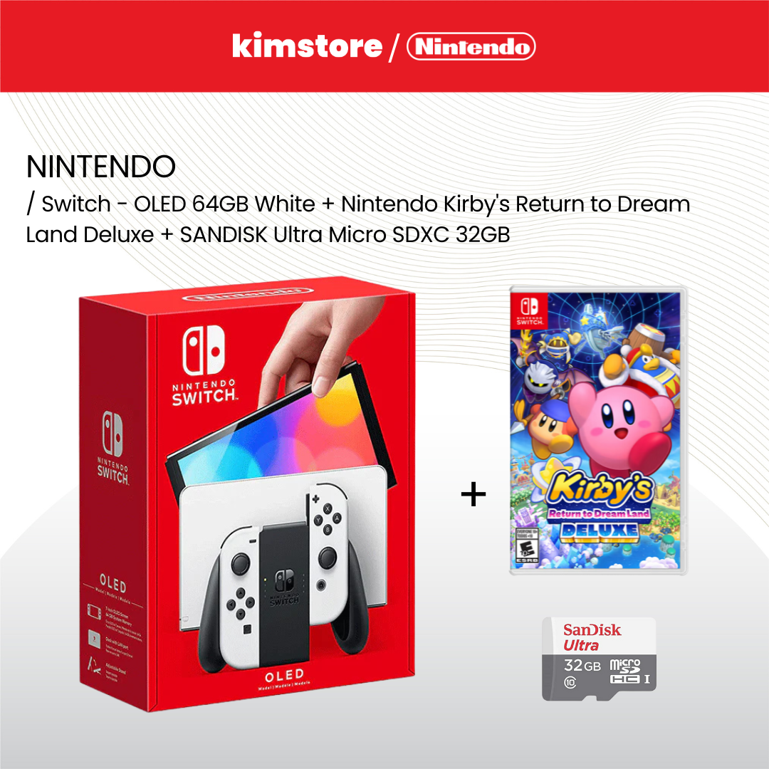 Nintendo Switch - OLED 64GB + Nintendo Kirby's Return to Dream Land Deluxe + SANDISK Ultra Micro SDXC 32GB