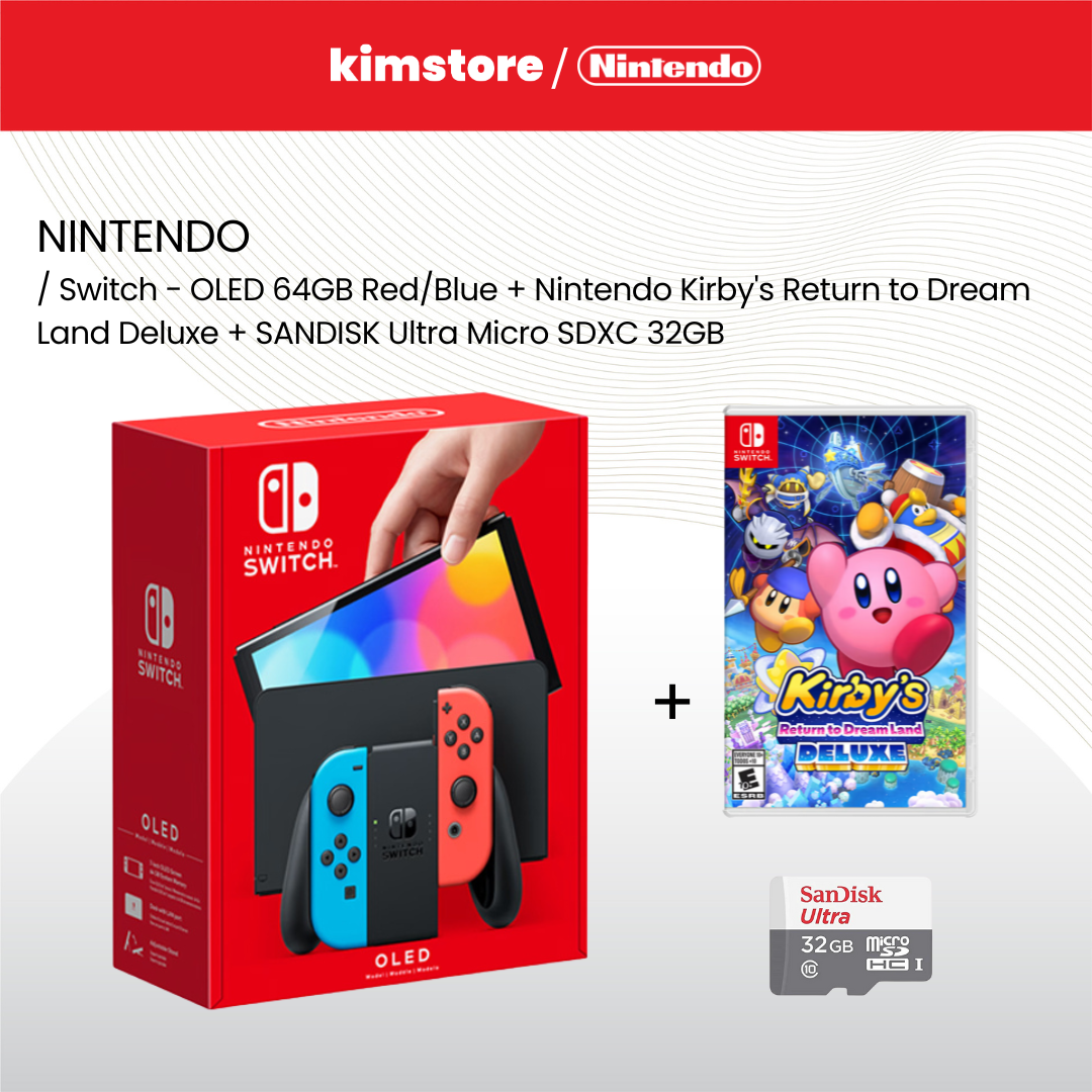 Nintendo Switch - OLED 64GB + Nintendo Kirby's Return to Dream Land Deluxe + SANDISK Ultra Micro SDXC 32GB