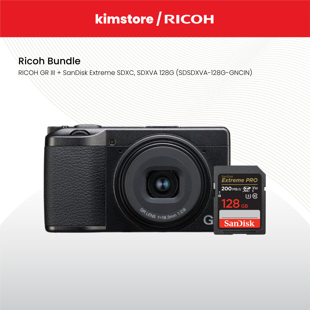 BUNDLE: RICOH GR III + SanDisk Extreme SDXC, SDXVA 128G (SDSDXVA-128G-GNCIN)