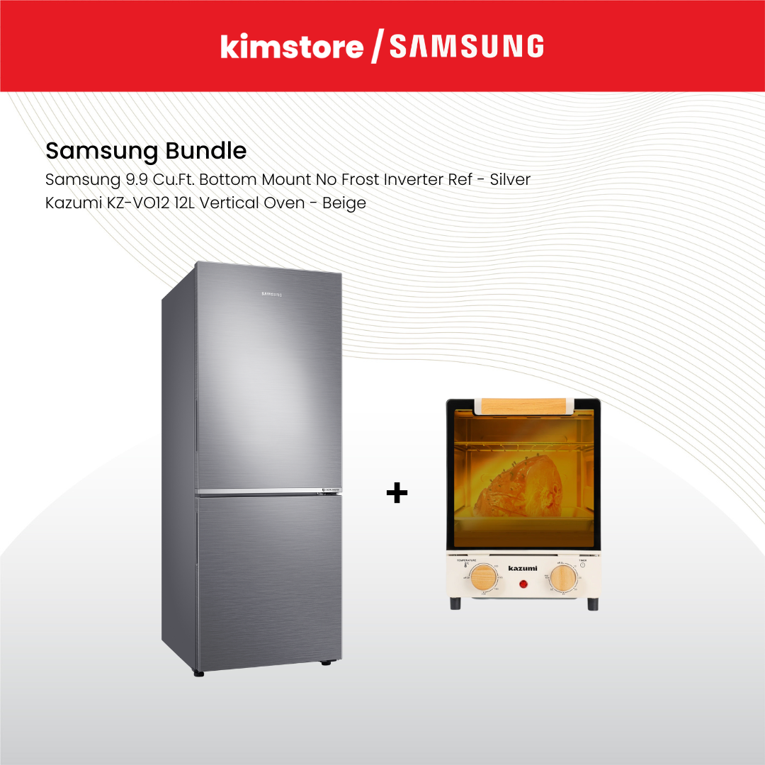 Bundle: Samsung 9.9 cu.ft. No Frost Inverter Refrigerator + Kazumi 12L Vertical Oven (PRE-ORDER)