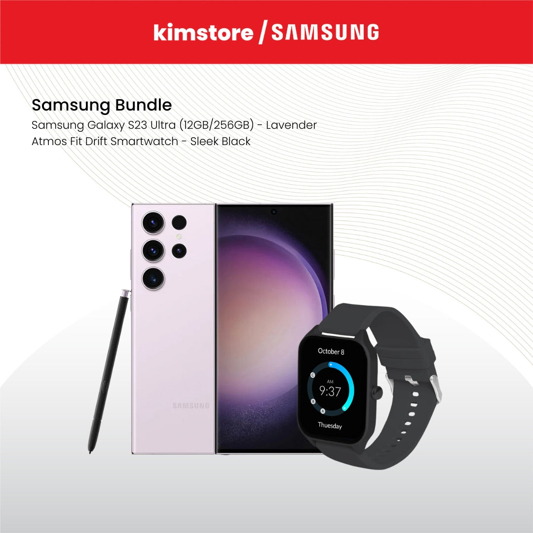 Bundle: Samsung Phones + Atmos Fit Drift Smartwatch - Sleek Black