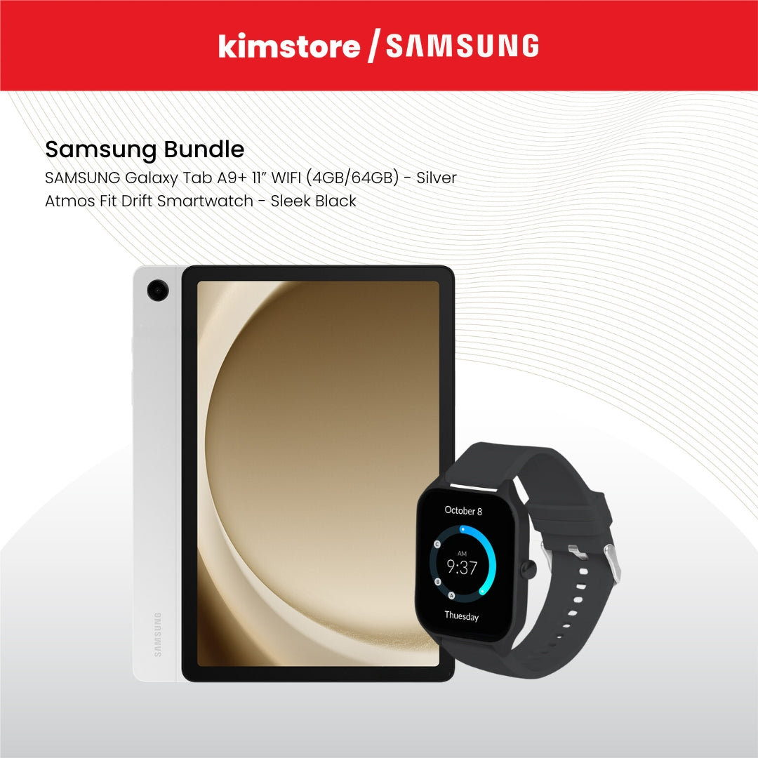 Bundle: Samsung Tablet + Atmos Fit Drift Smartwatch - Sleek Black