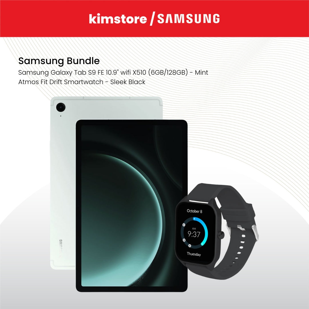 Bundle: Samsung Tablet + Atmos Fit Drift Smartwatch - Sleek Black