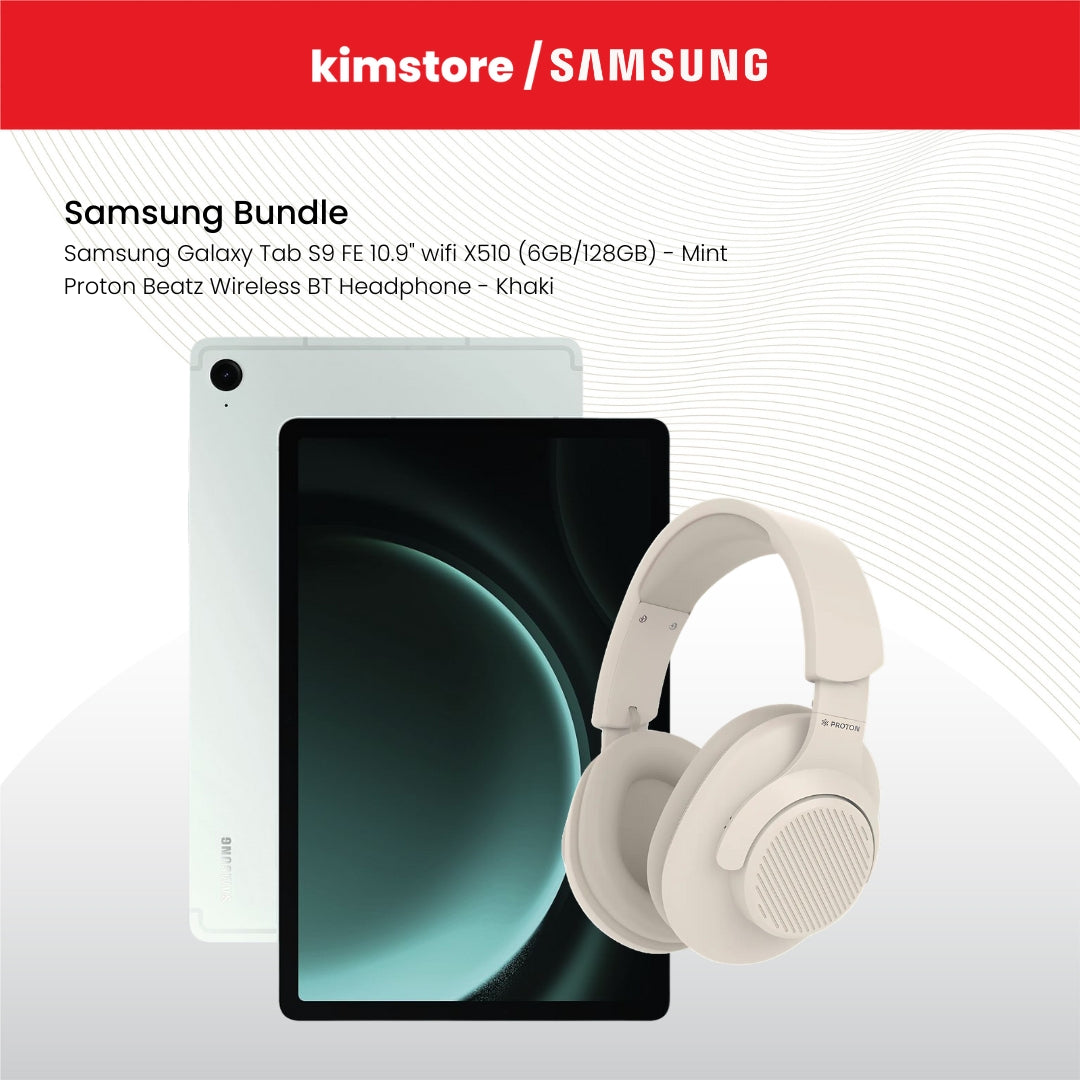 Bundle: Samsung Tablet + Proton Beatz Wireless BT Headphone - Khaki