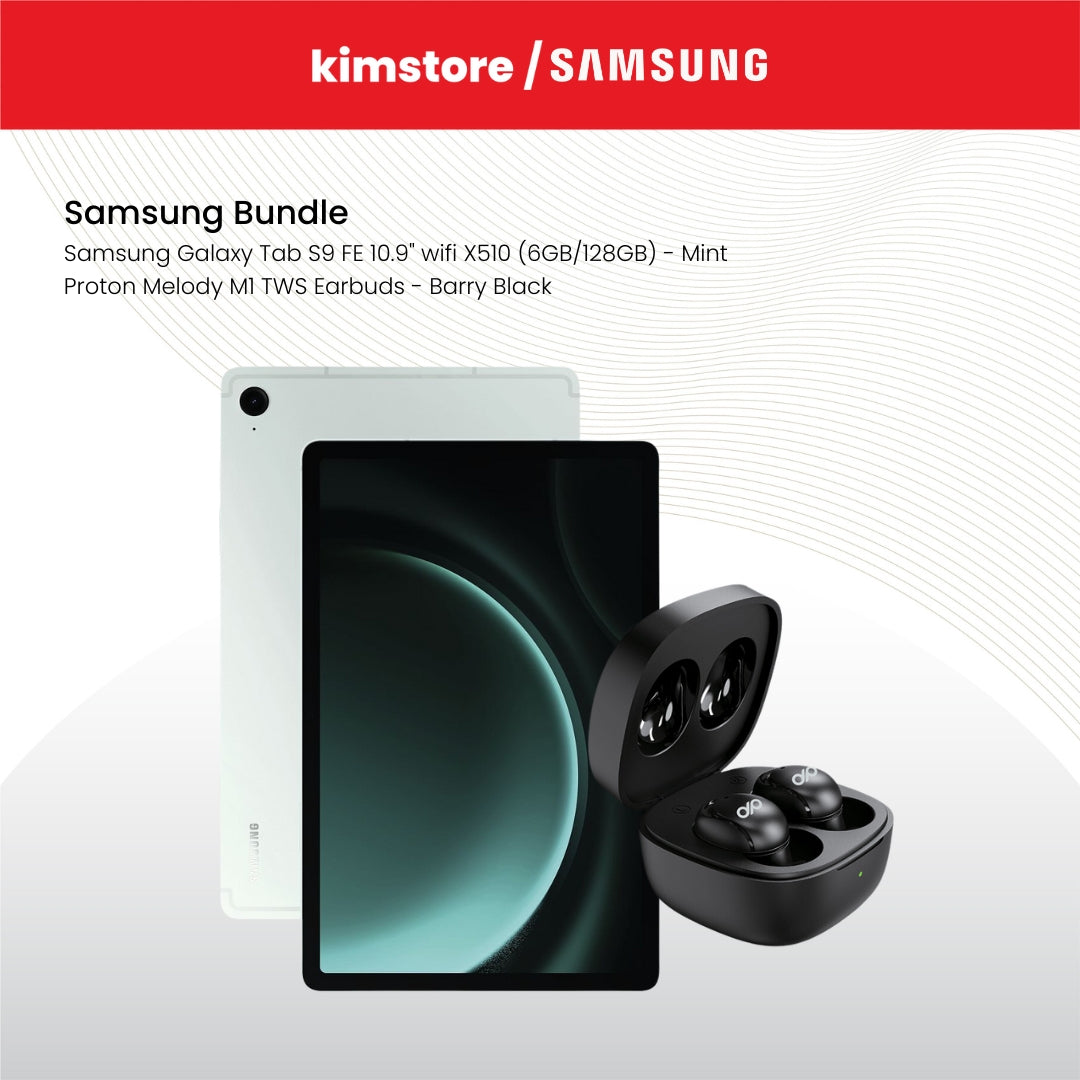 Bundle: Samsung Tablet + Proton Melody M1 TWS Earbuds - Barry Black