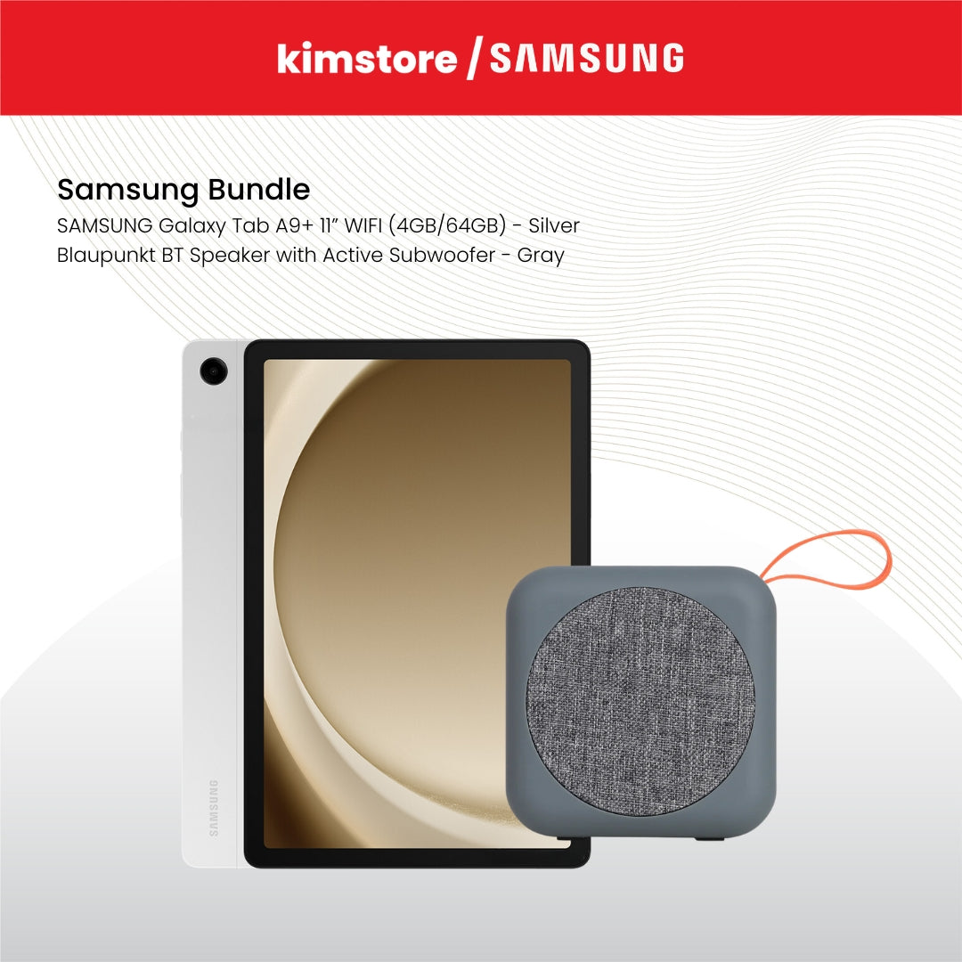 Bundle: Samsung Tablet + Blaupunkt BT Speaker with Active Subwoofer - Gray