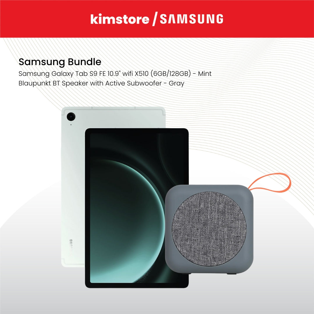 Bundle: Samsung Tablet + Blaupunkt BT Speaker with Active Subwoofer - Gray