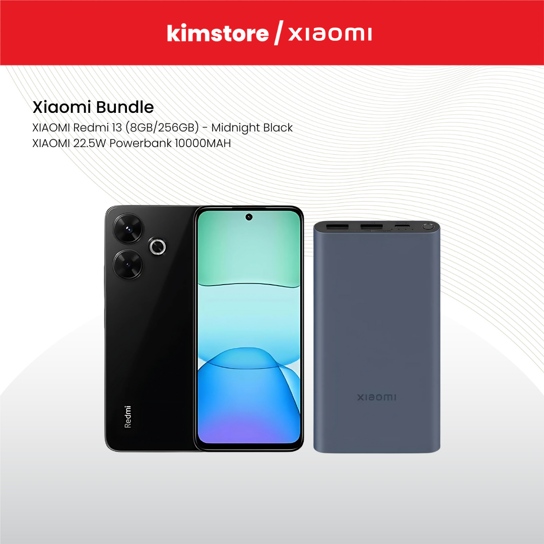 BUNDLE: XIAOMI Redmi 13 (8GB/256GB) - Midnight Black + XIAOMI 22.5W Powerbank 10000MAH