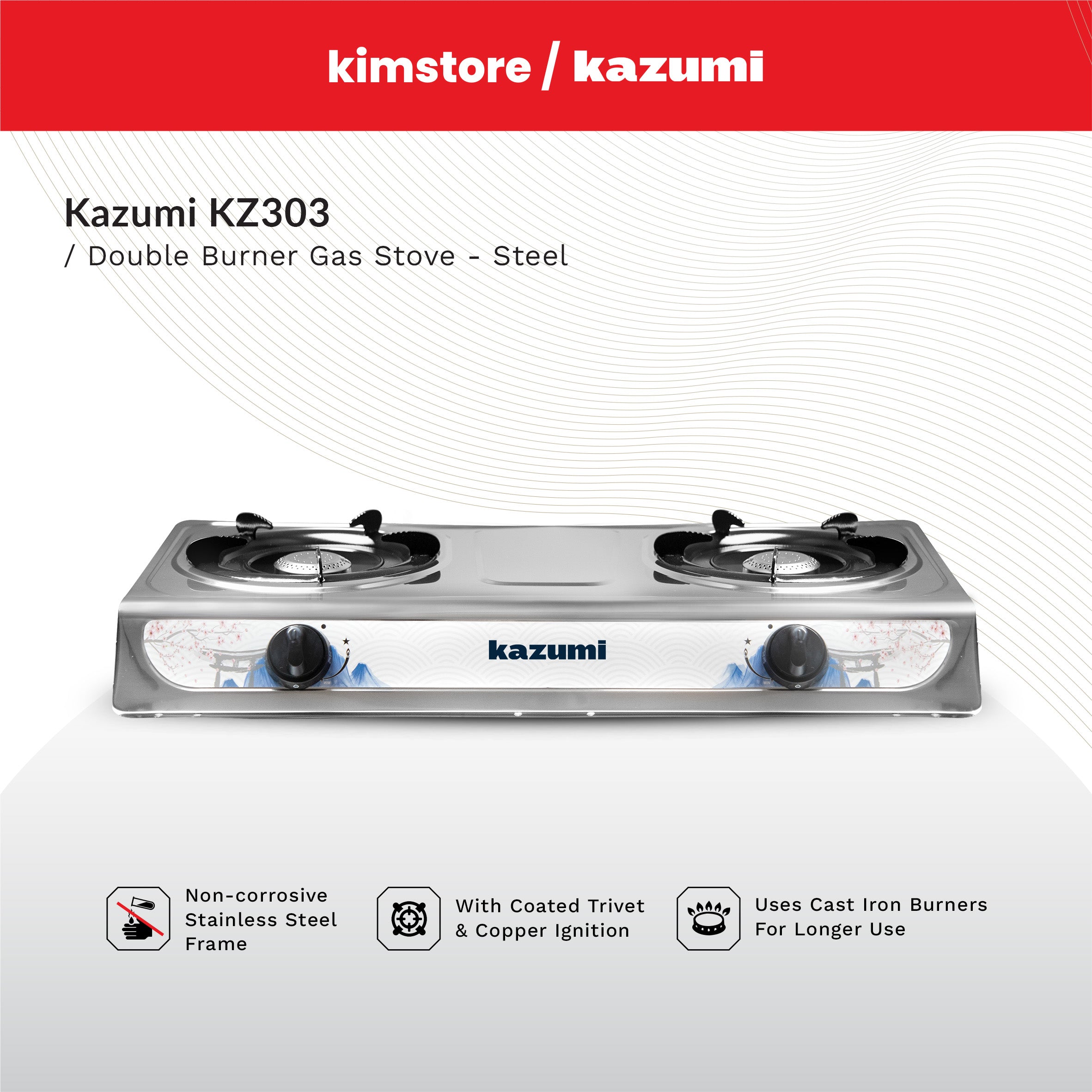 Kazumi KZ303 Double Burner Gas Stove