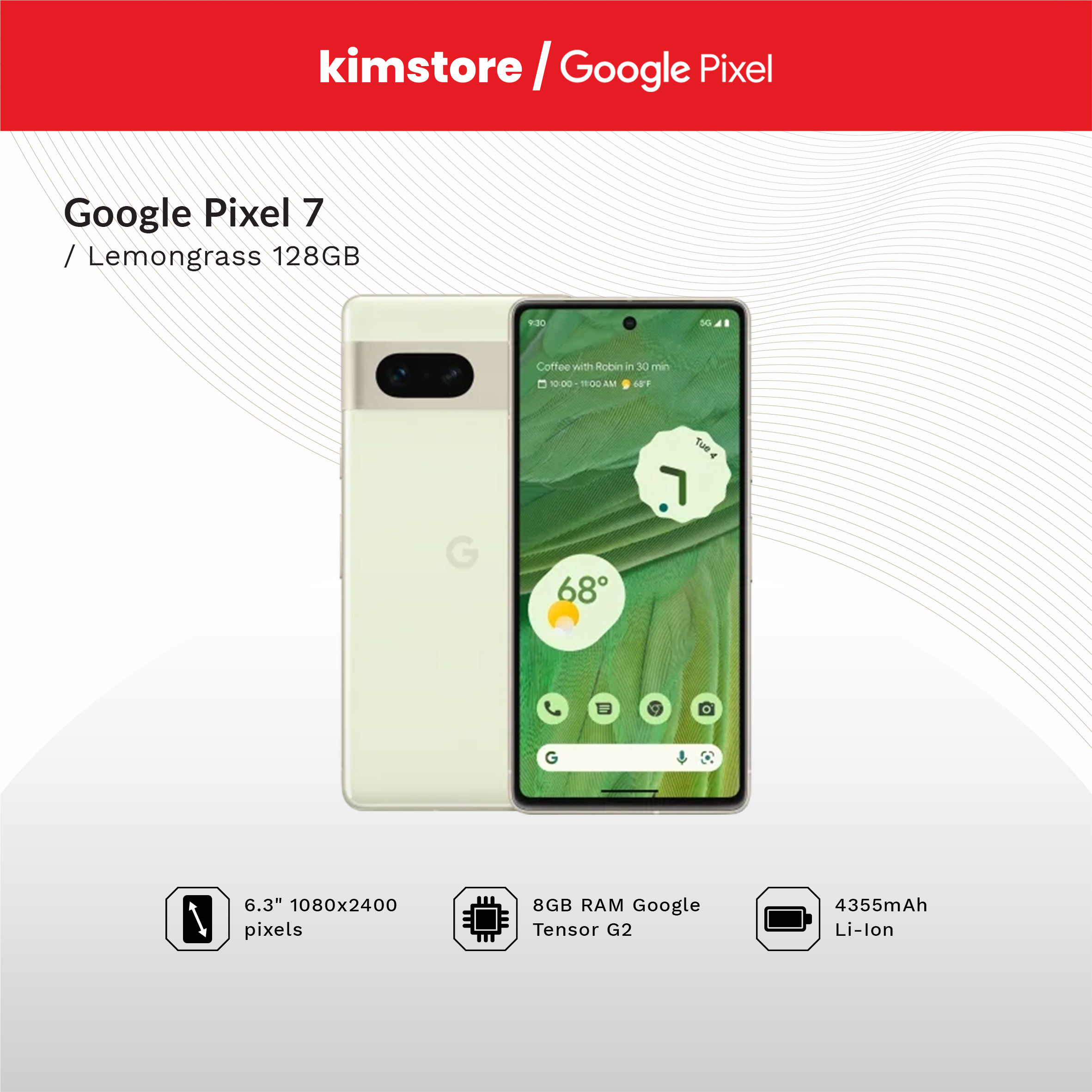 [OPEN BOX] GOOGLE Pixel 7 (8GB/ 128GB) - Lemongrass