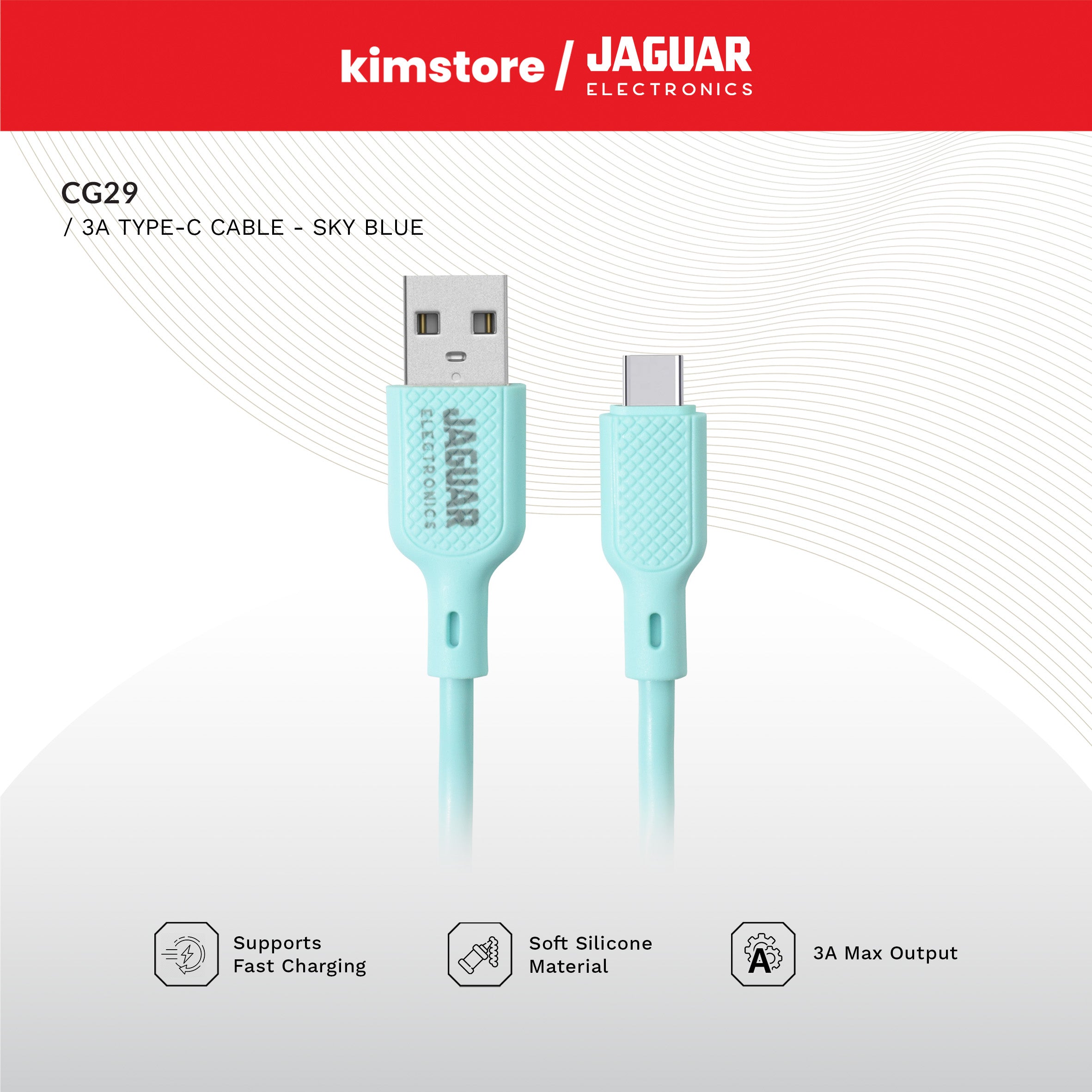 Jaguar Electronics CG29 3A 1 Meter Fast Charging Data Silicone Cable Type-C