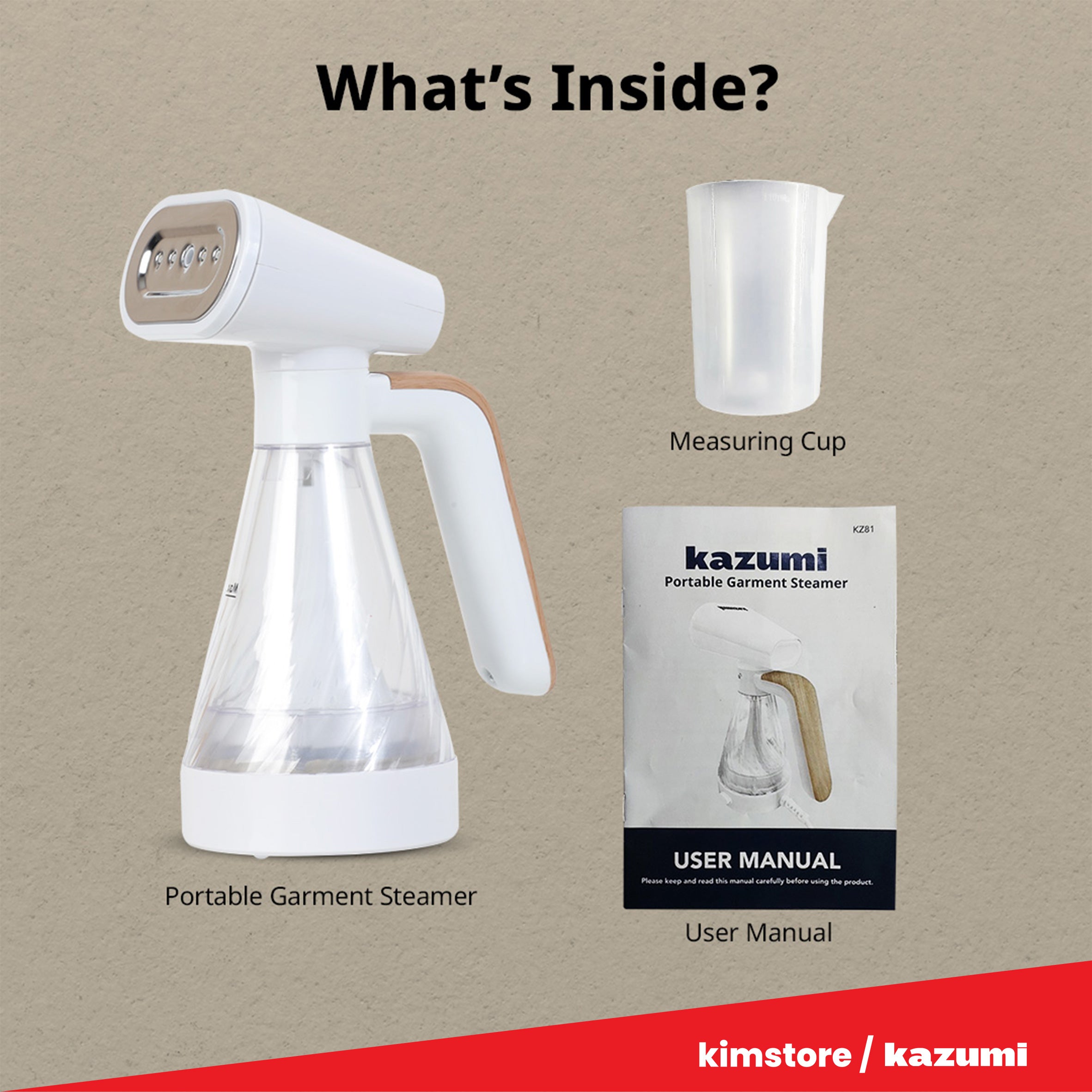 [Open Box] [B] Kazumi KZ81 Portable Garment Steamer - White