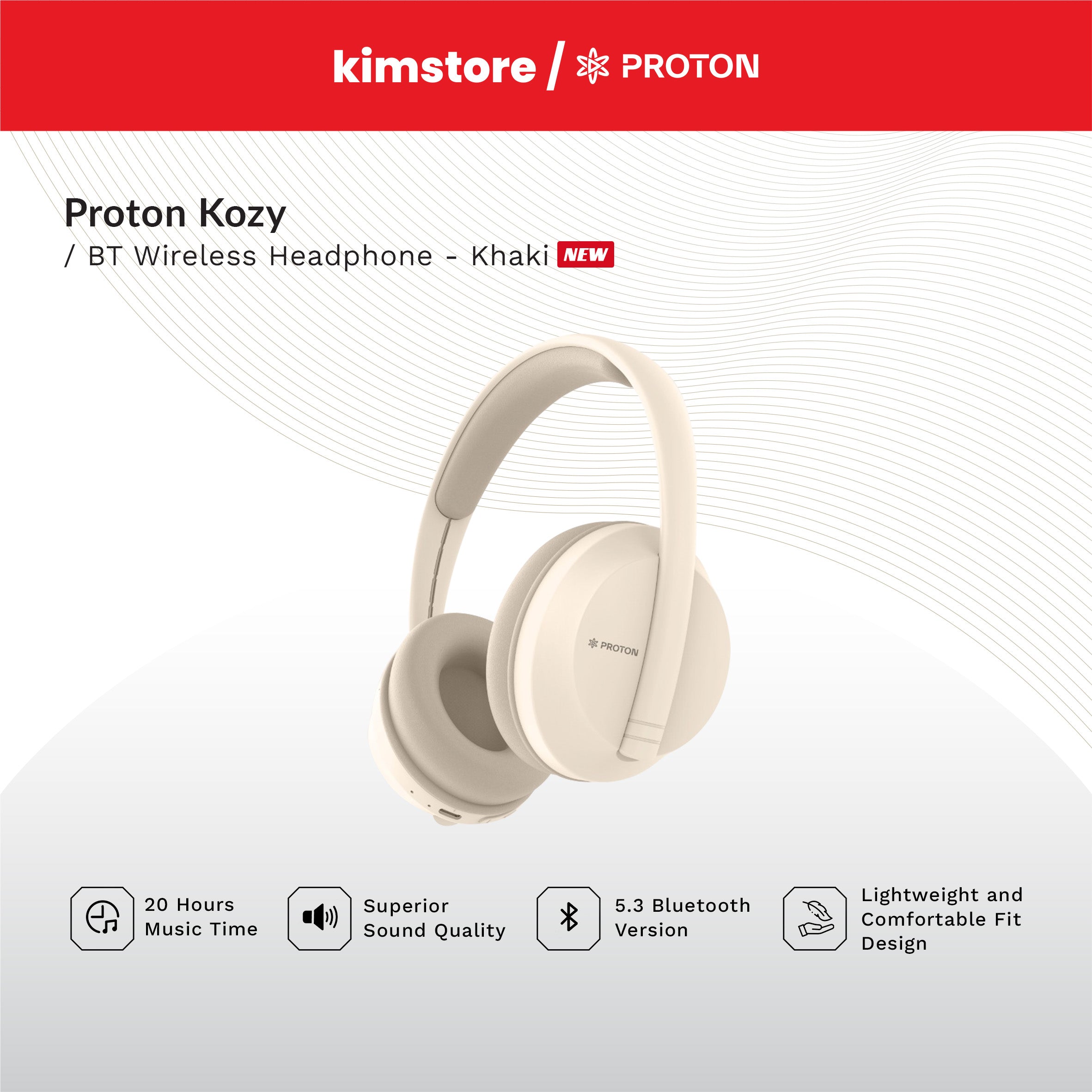 [OPEN BOX] [B] Proton Kozy BT Wireless Headphone - Khaki