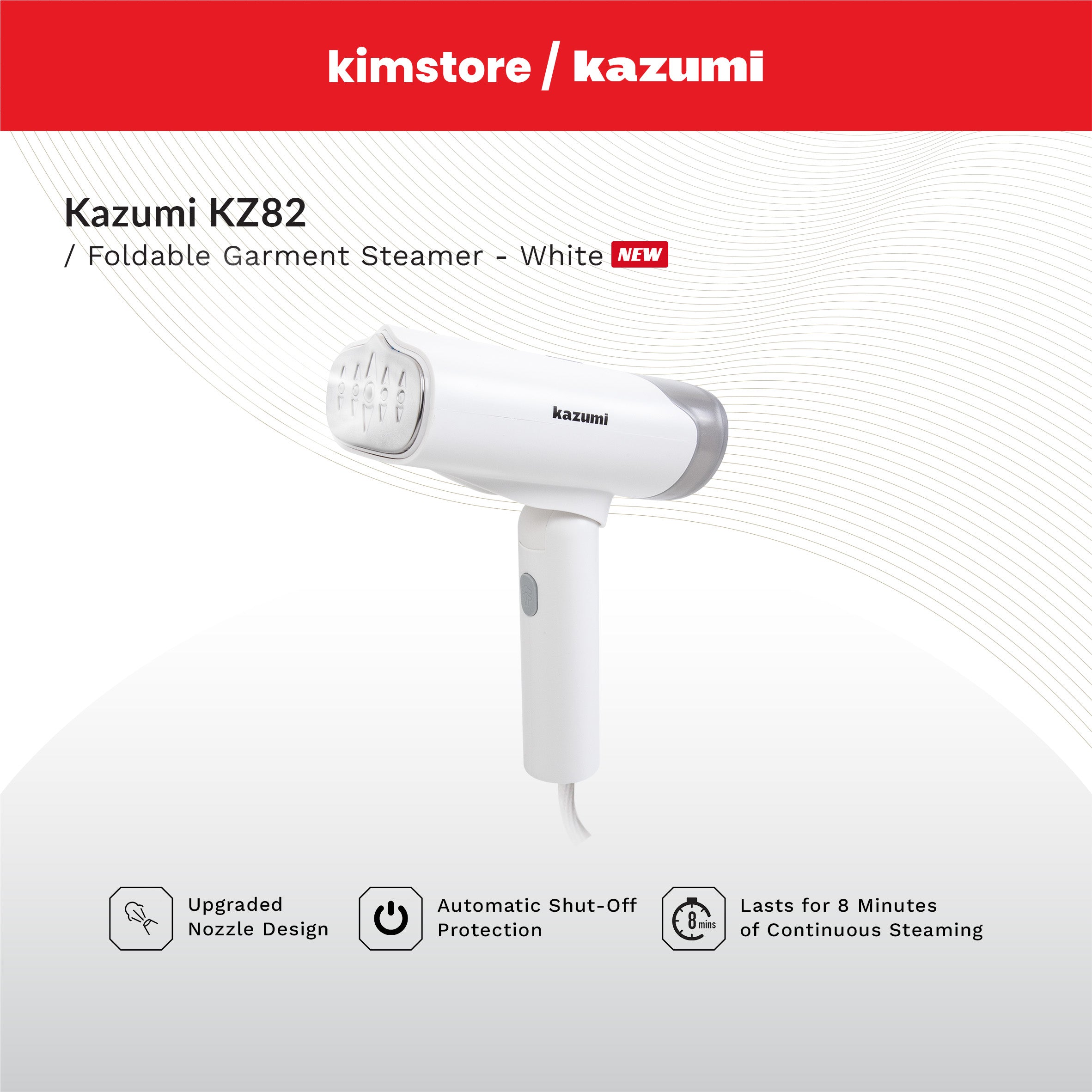 BUNDLE: Kazumi KZ82 Foldable Garment Steamer + Kazumi KZ25 2-in-1 Handheld & Stick Vacuum Cleaner