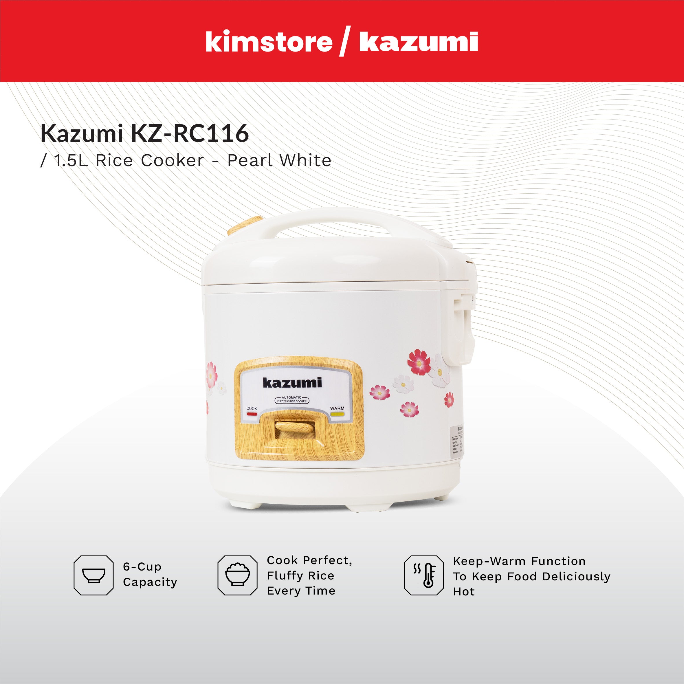 BUNDLE: Kazumi KZ-RC116 1.5L Rice Cooker + KZ-403 5L Multifunctional Air Fryer 1200W