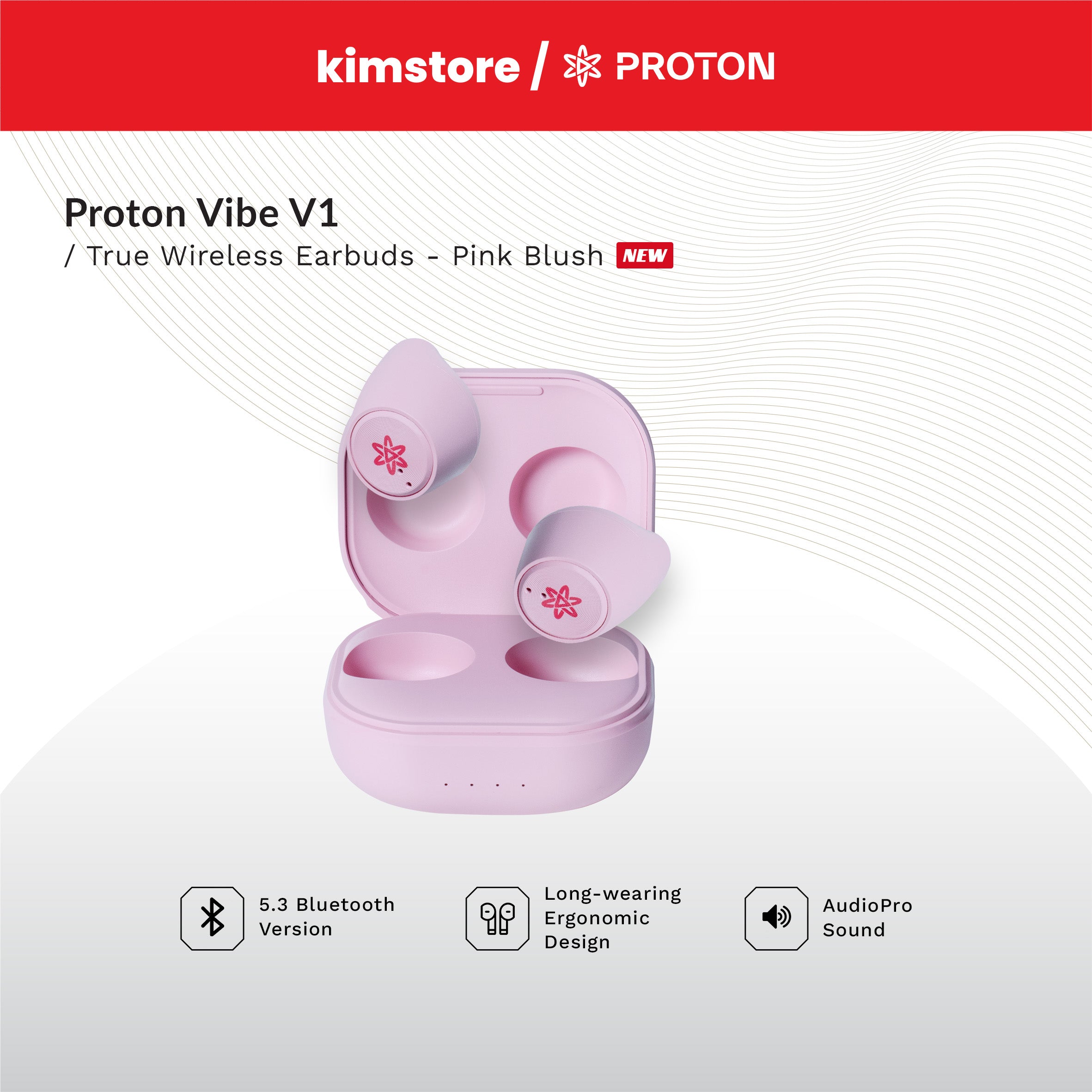 [OPEN BOX] [B] Proton Vibe V1 Tws Earbuds - Pink Blush