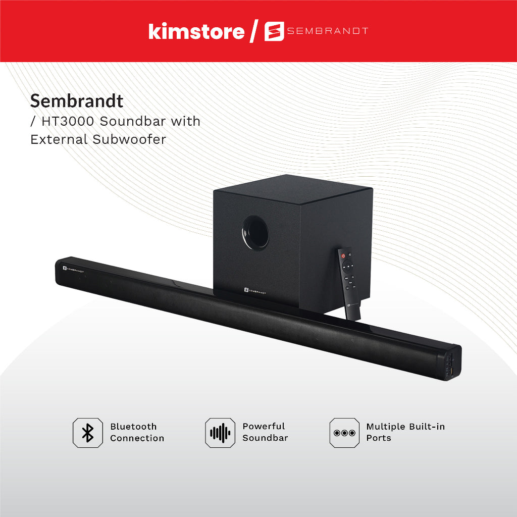 [OPEN BOX] [B] SEMBRANDT HT3000 Soundbar - Black & SEMBRANDT HT3000 Subwoofer - Black