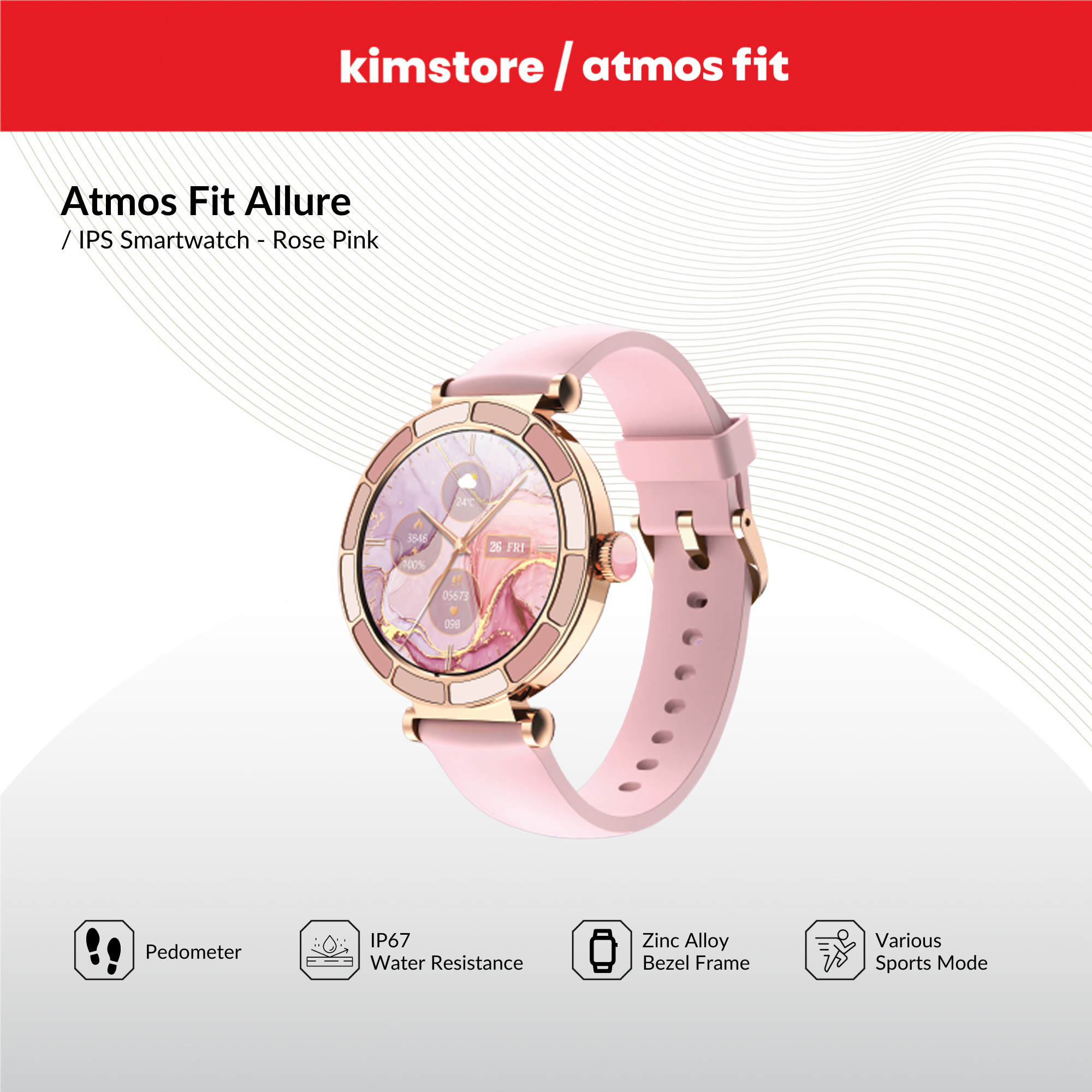 Atmos Fit Allure IPS Smartwatch - Rose Pink