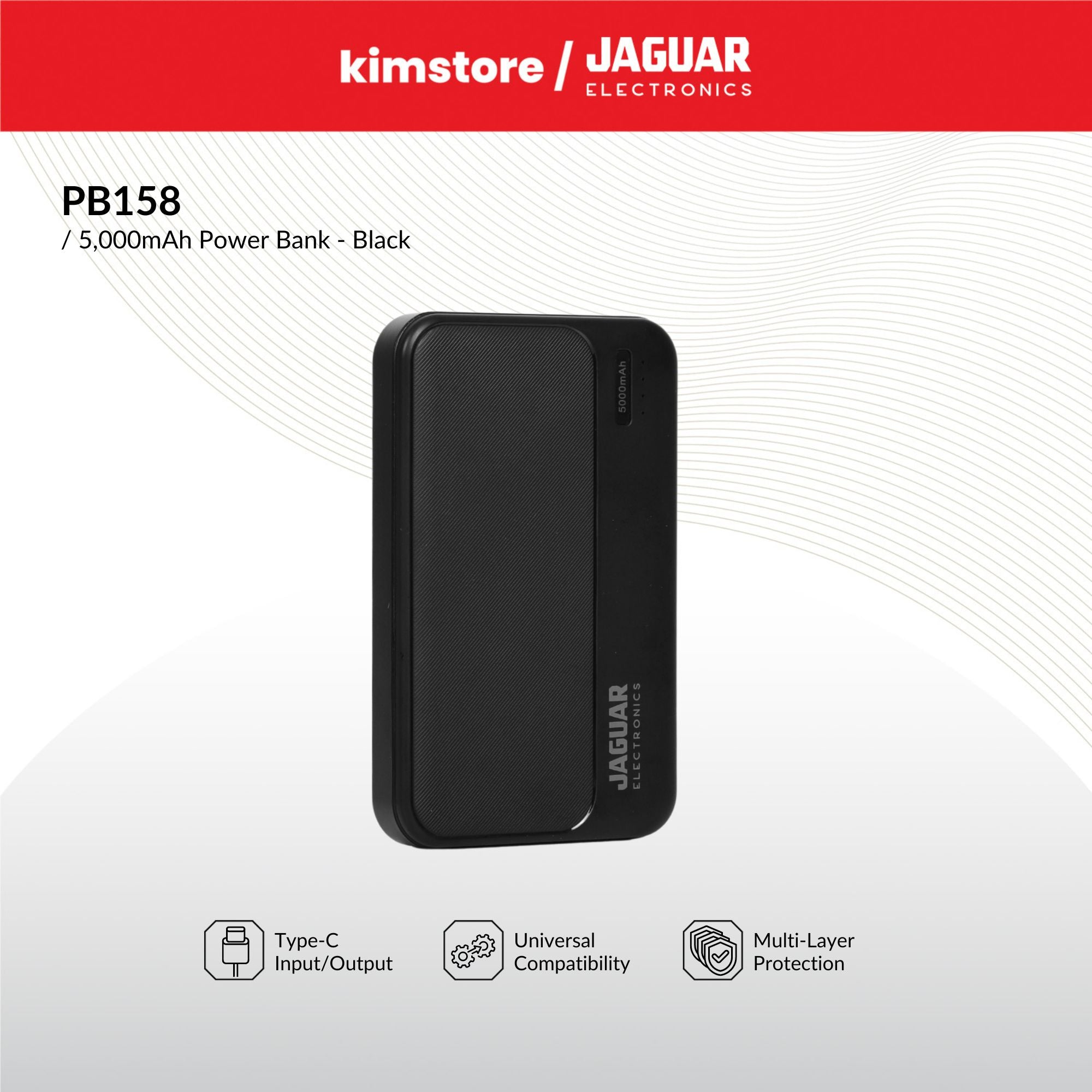 Jaguar Electronics PB158 5000mAh Power Bank with Type-C Output