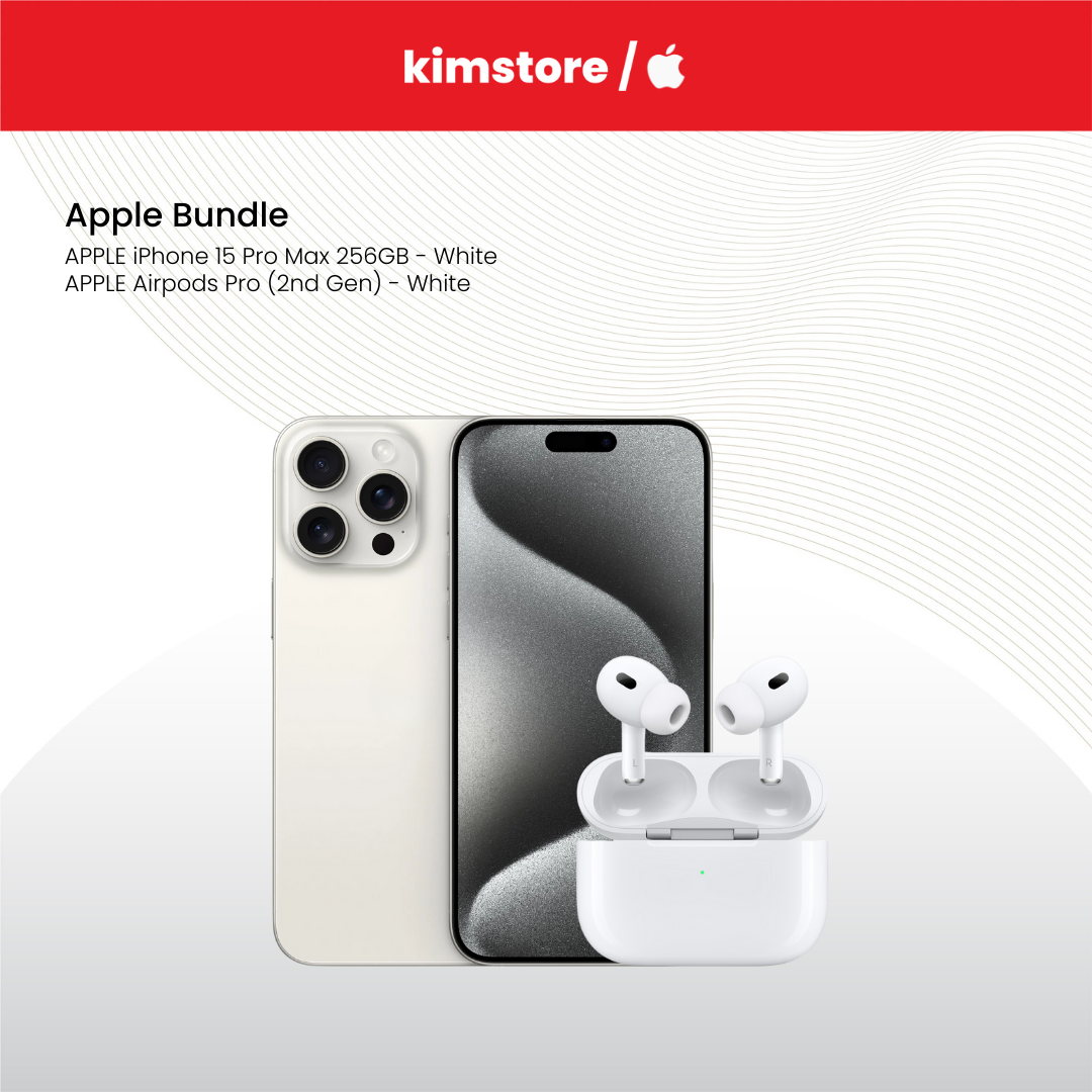 BUNDLE: APPLE iPhone 15 Pro Max + APPLE Airpods Pro (2nd Gen) - White