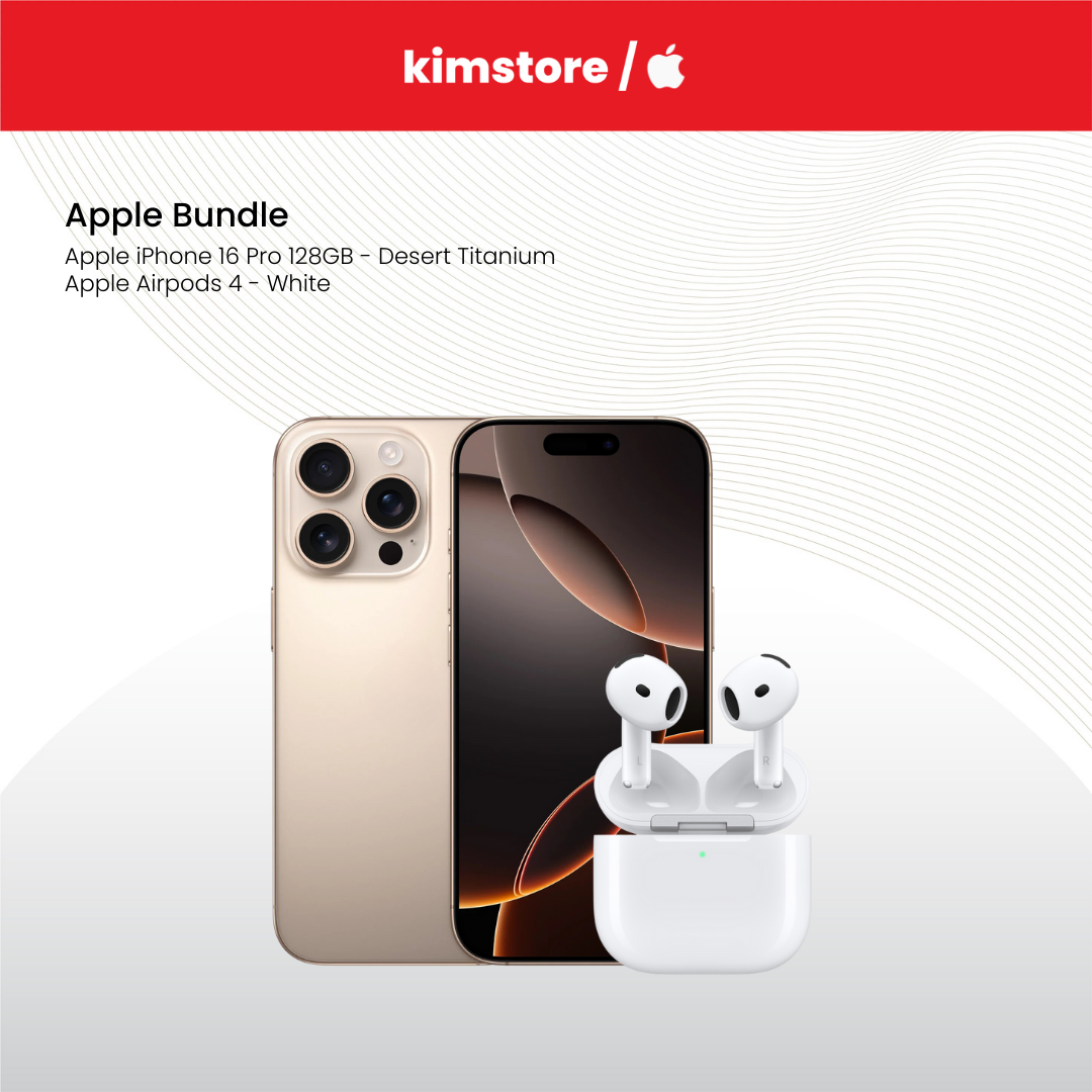 BUNDLE: Apple iPhone 16 Pro + Apple Airpods 4 - White