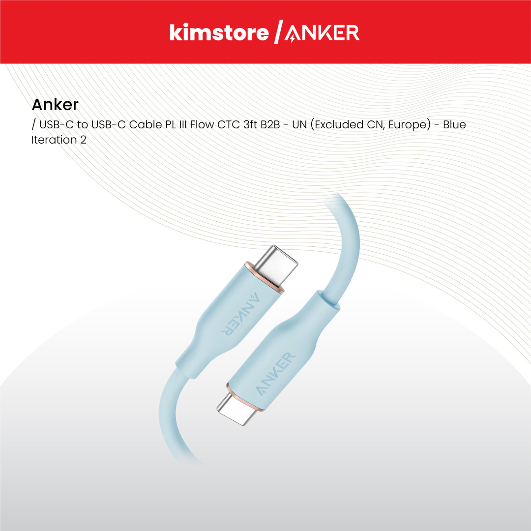 Anker USB-C to USB-C Cable PL III Flow CTC 3ft B2B - UN (Excluded CN, Europe) - Blue Iteration 2