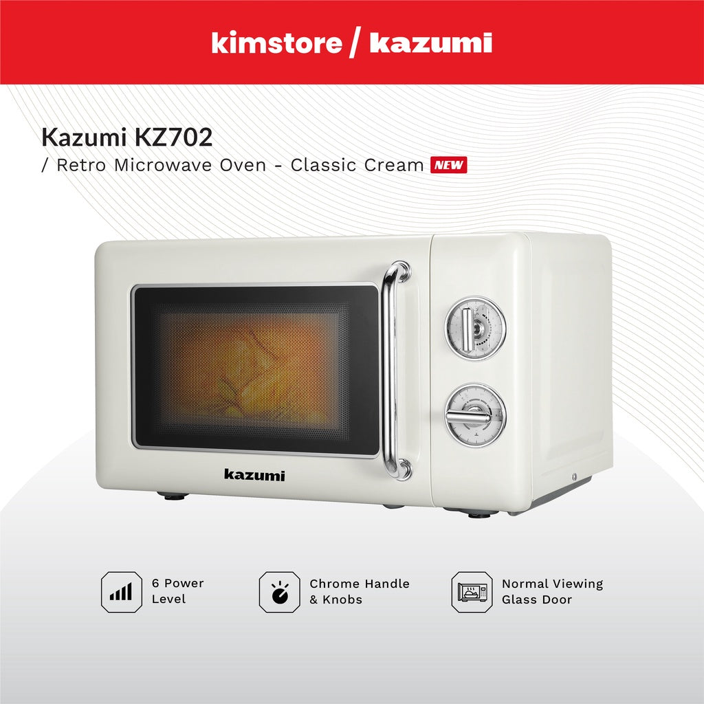 [Open Box] [B] Kazumi KZ-702 20L Retro Microwave Oven - Rose Pink