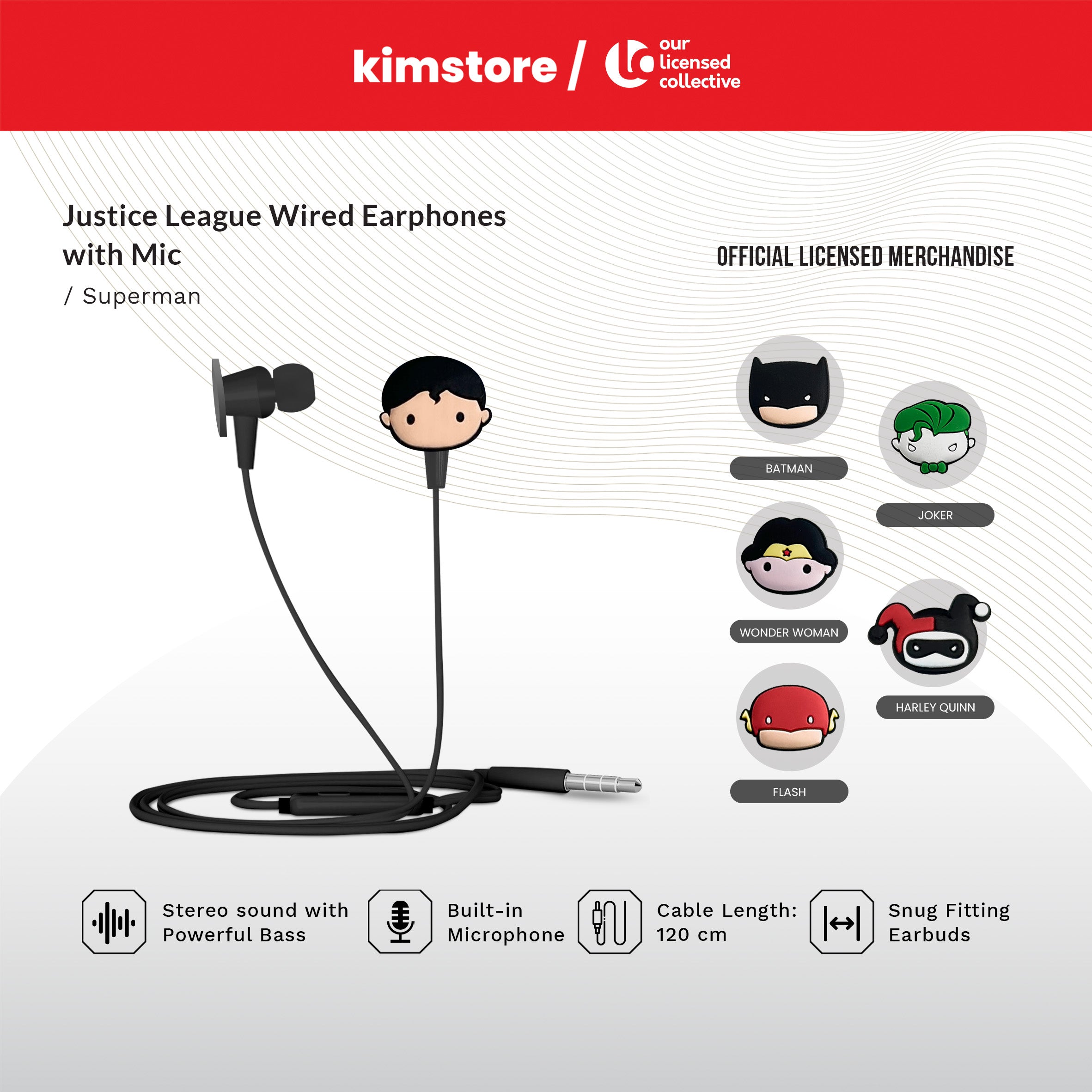 JUSTICE LEAGUE Wired Earphones with Mic 1st Collection