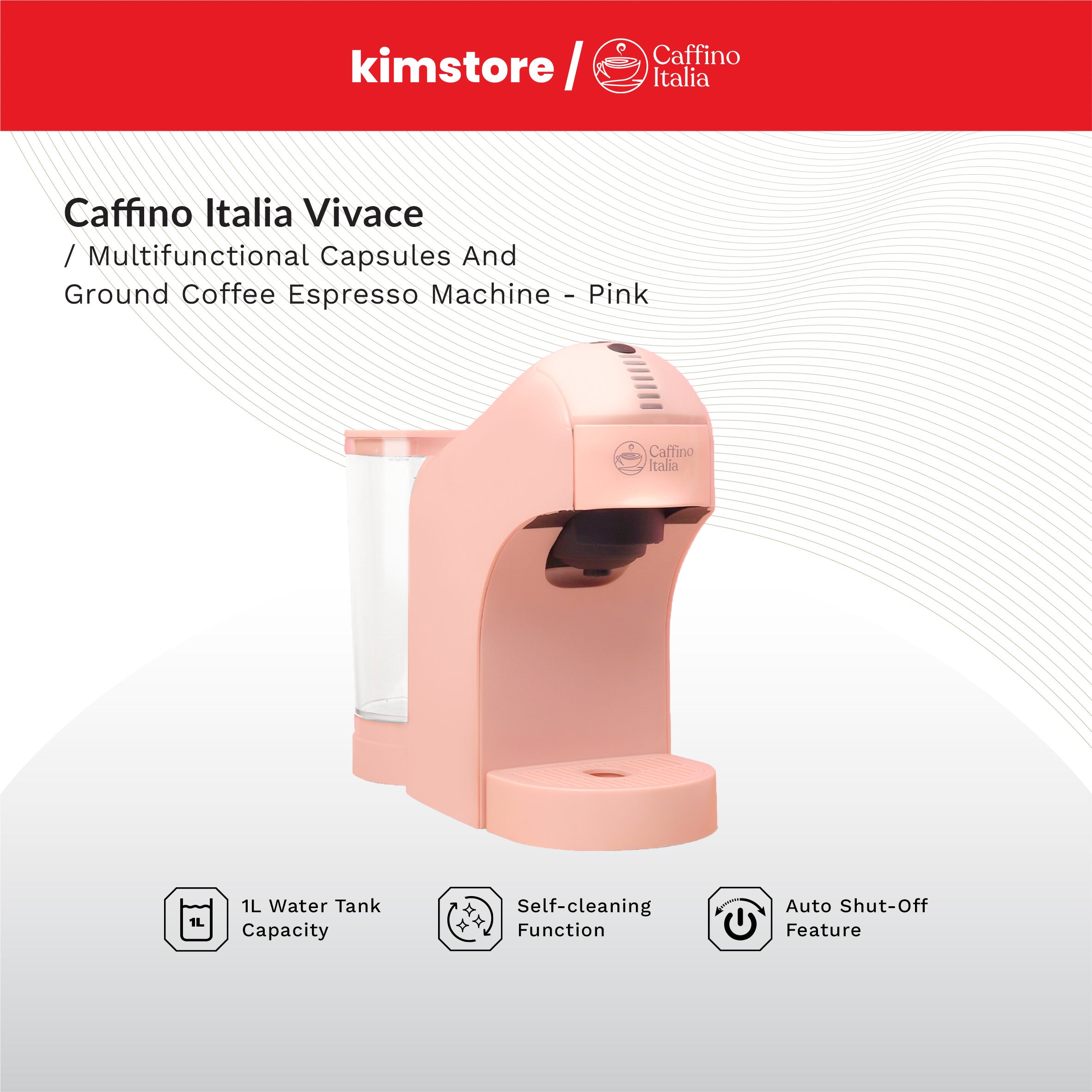 Caffino Italia Vivace Multifunctional Capsules And Ground Coffee Espresso Machine