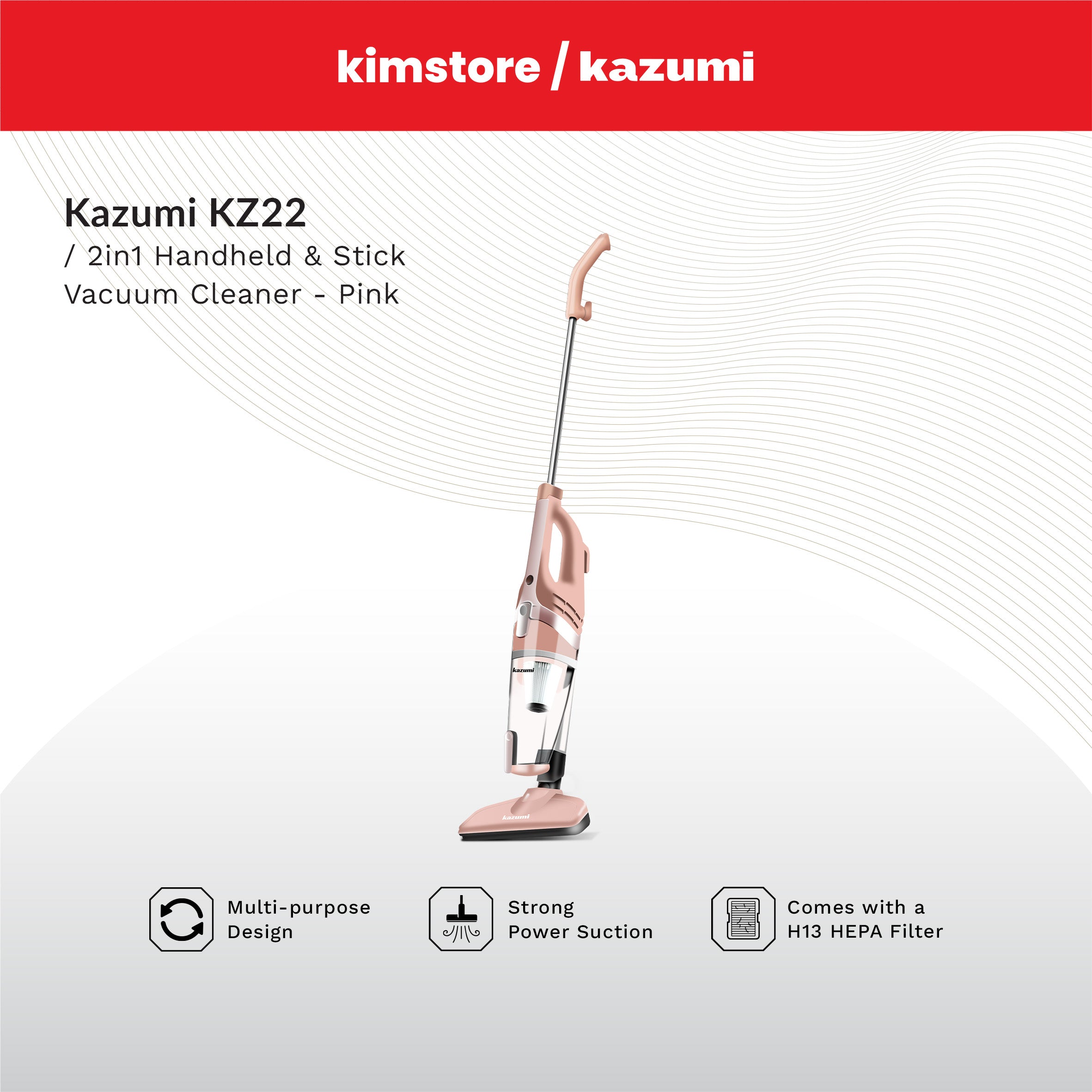 KAZUMI KZ22 2-in-1 Handheld & Stick Vacuum Cleaner